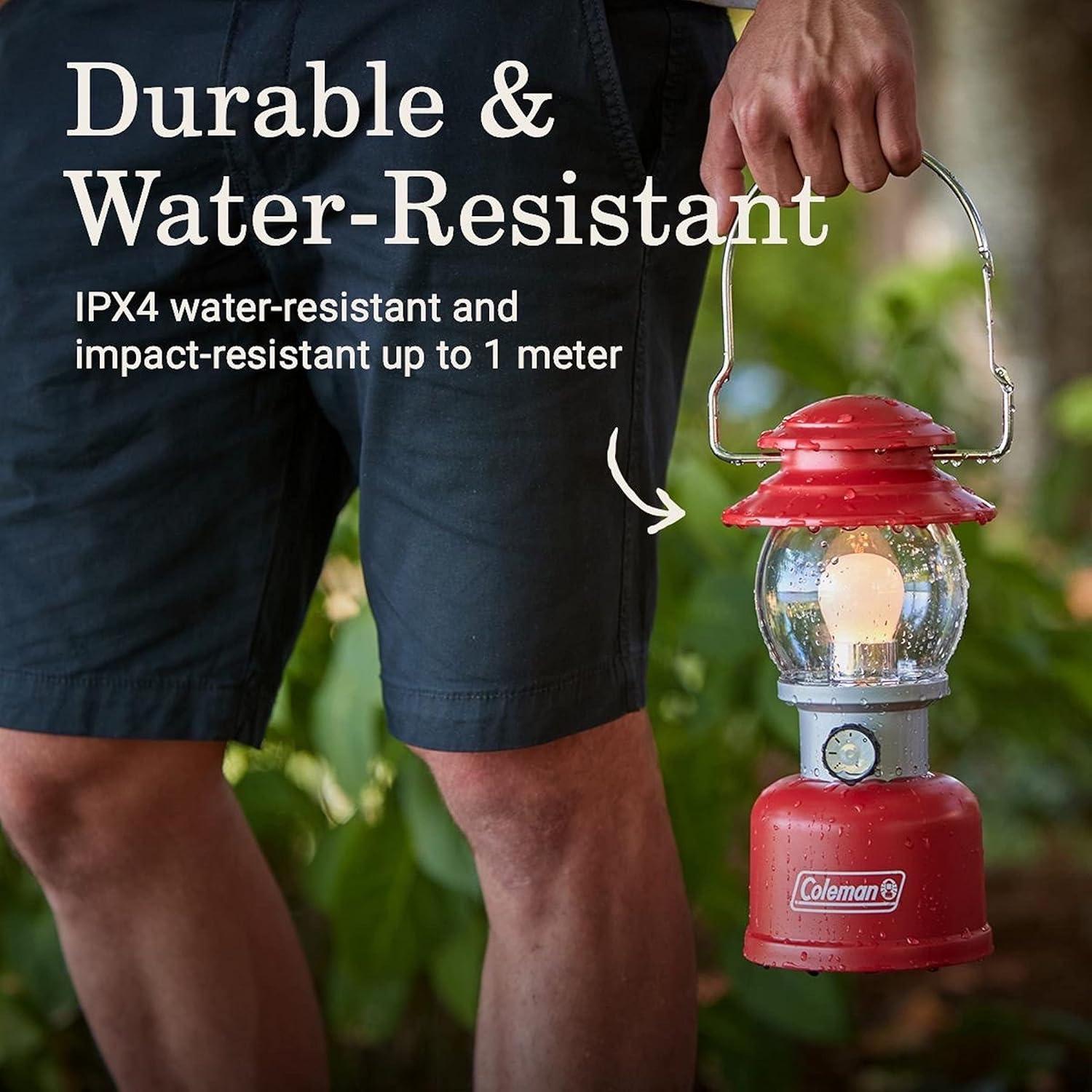 imageColeman Classic LED Lantern 300L500L Handheld Lantern with Hanging Handle Durable ampamp WaterResistant with Long Runtime for Camping Emergencies ampamp atHome UsageRed