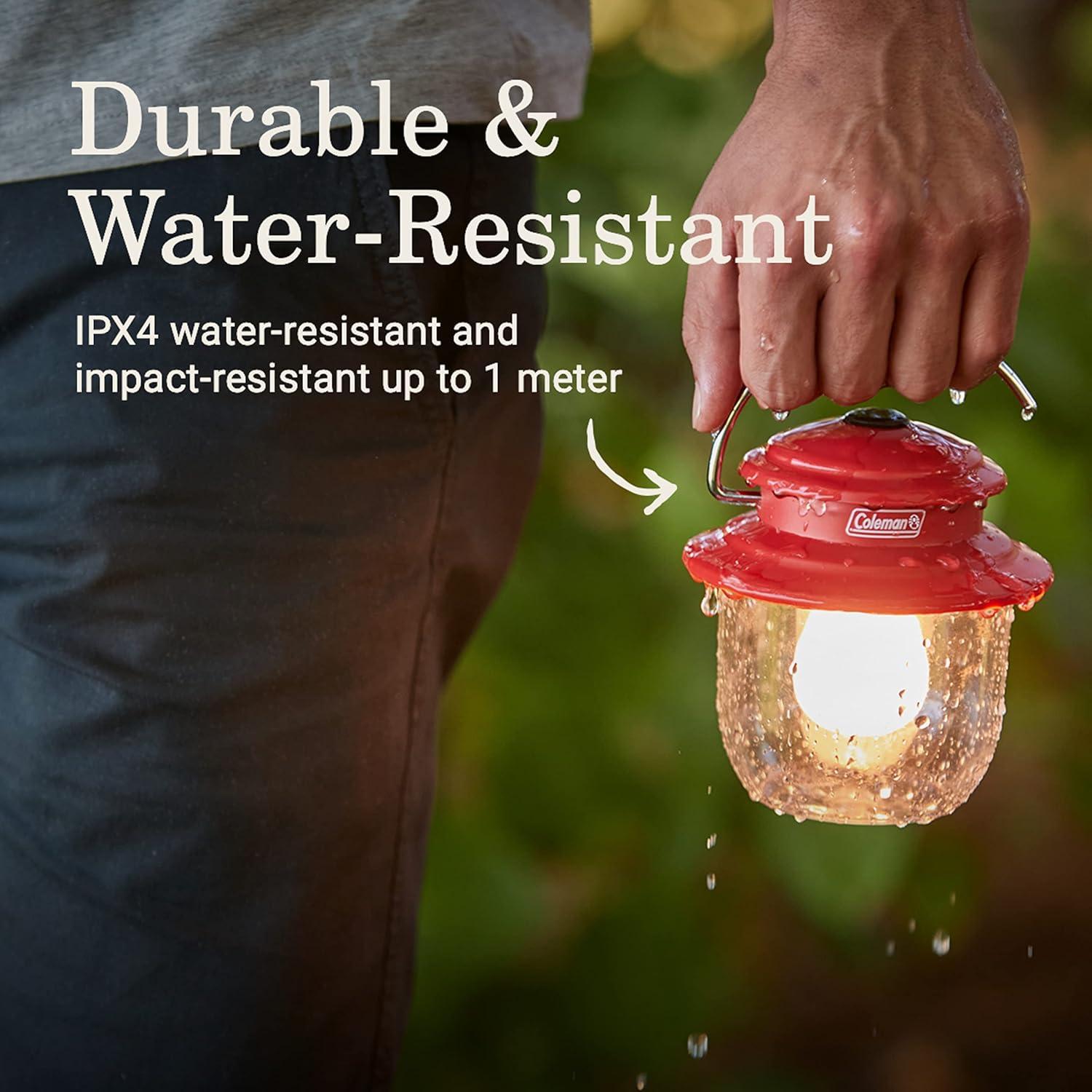 imageColeman Classic LED Lantern 300L500L Handheld Lantern with Hanging Handle Durable ampamp WaterResistant with Long Runtime for Camping Emergencies ampamp atHome UsageRed