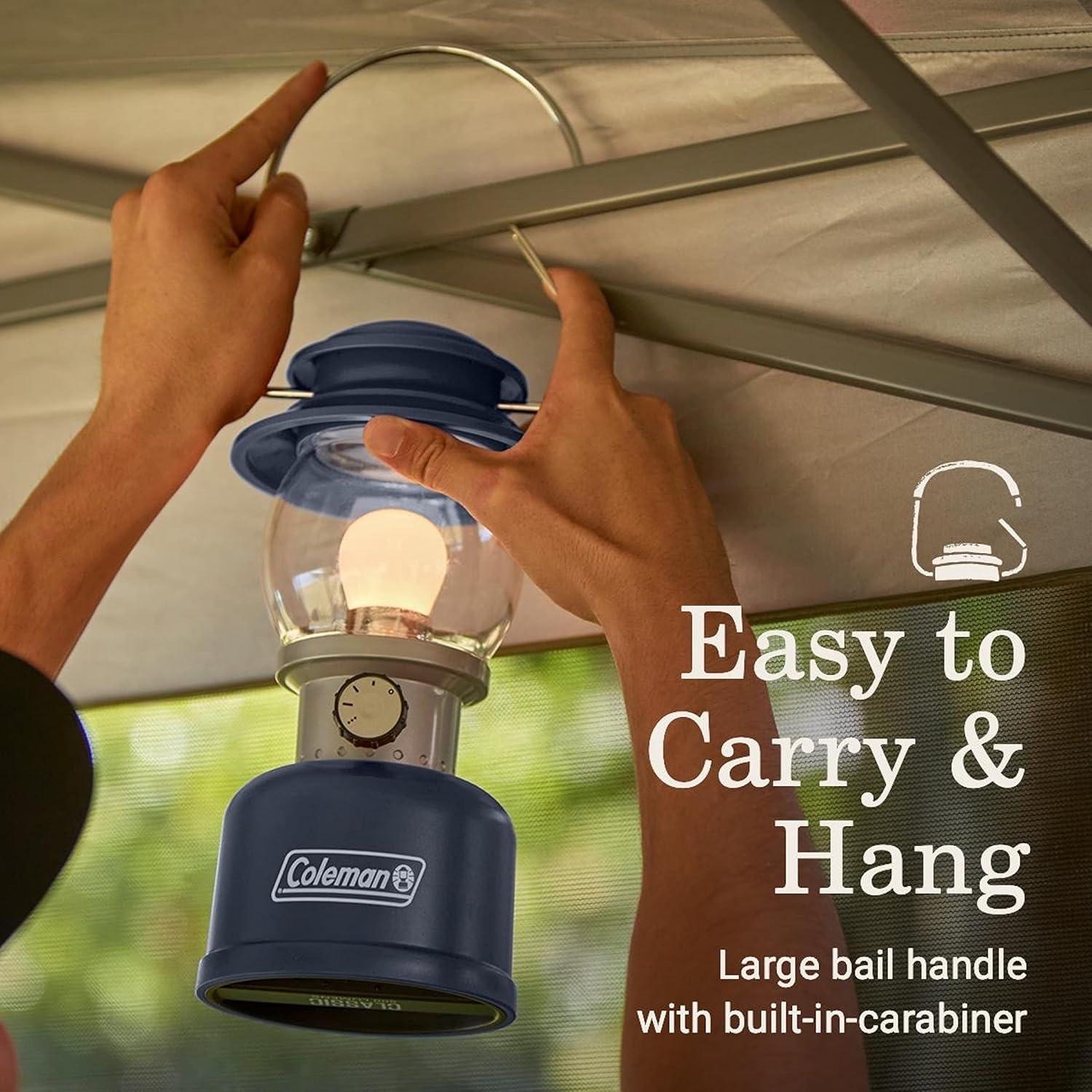 imageColeman Classic LED Lantern 300L500L Handheld Lantern with Hanging Handle Durable ampamp WaterResistant with Long Runtime for Camping Emergencies ampamp atHome UsageBlue