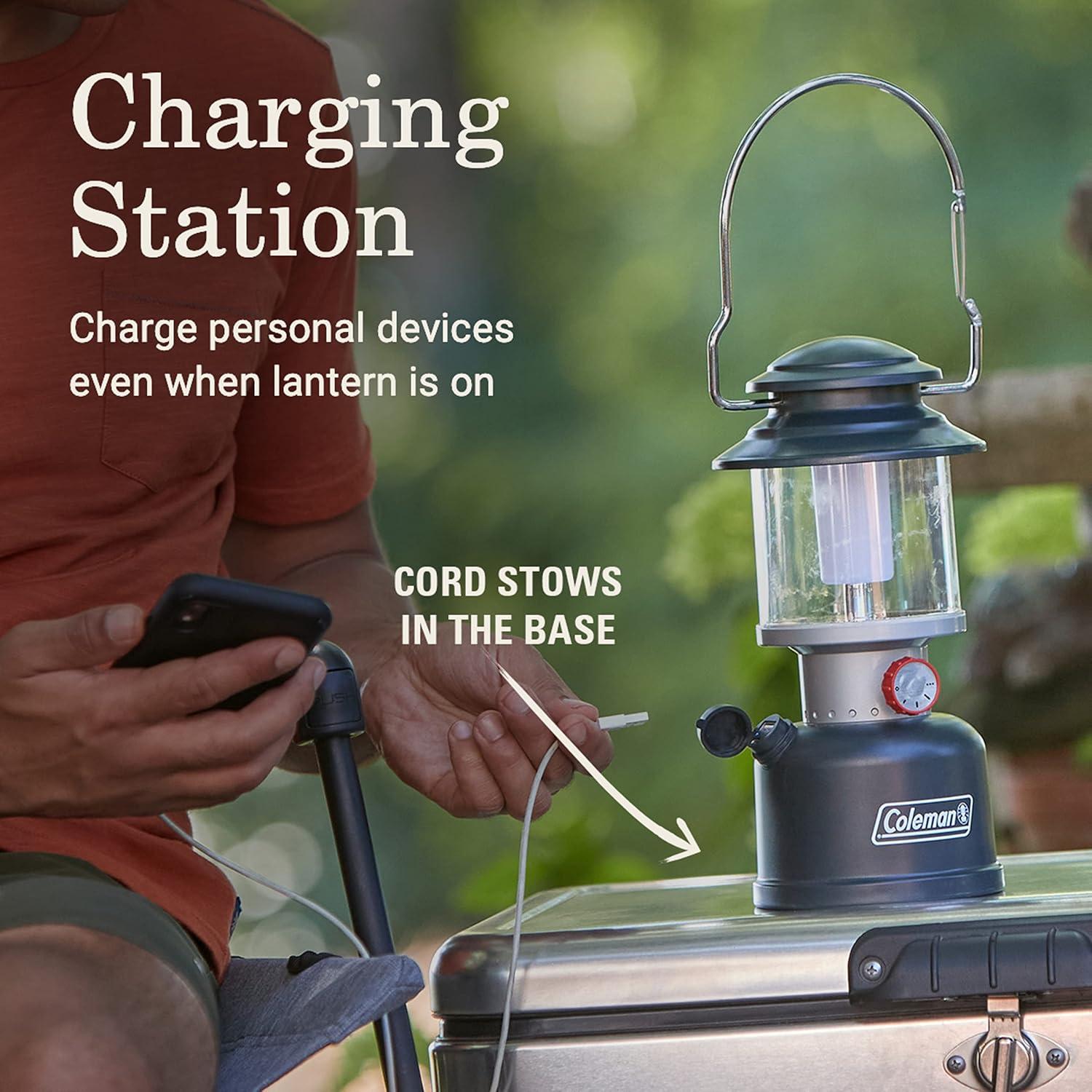 imageColeman Classic Rechargeable 800L LED Lantern Impact ampamp WaterResistant Lantern with Carabiner Handle ampamp Charging Ports Great for Camping Power Outage Emergencies ampamp More800l