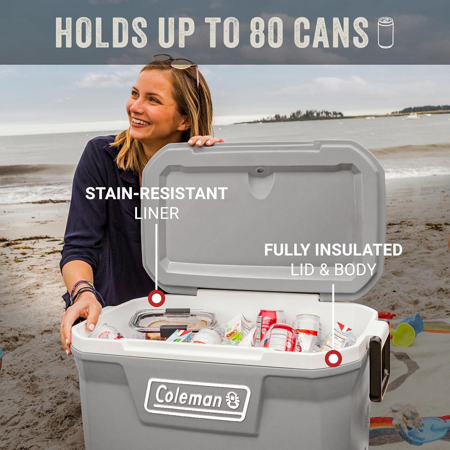 imageColeman Classic Series Insulated Portable Cooler LeakResistant Outdoor Hard Cooler Keeps Ice up to 5 Days 5270120150 QuartRock Grey