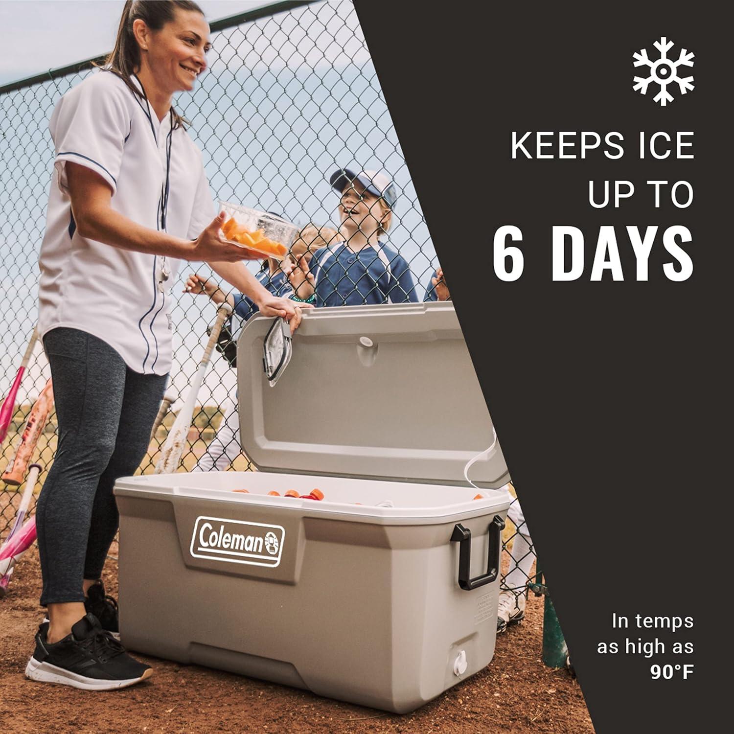 imageColeman Classic Series Insulated Portable Cooler LeakResistant Outdoor Hard Cooler Keeps Ice up to 5 Days 5270120150 QuartRock Grey