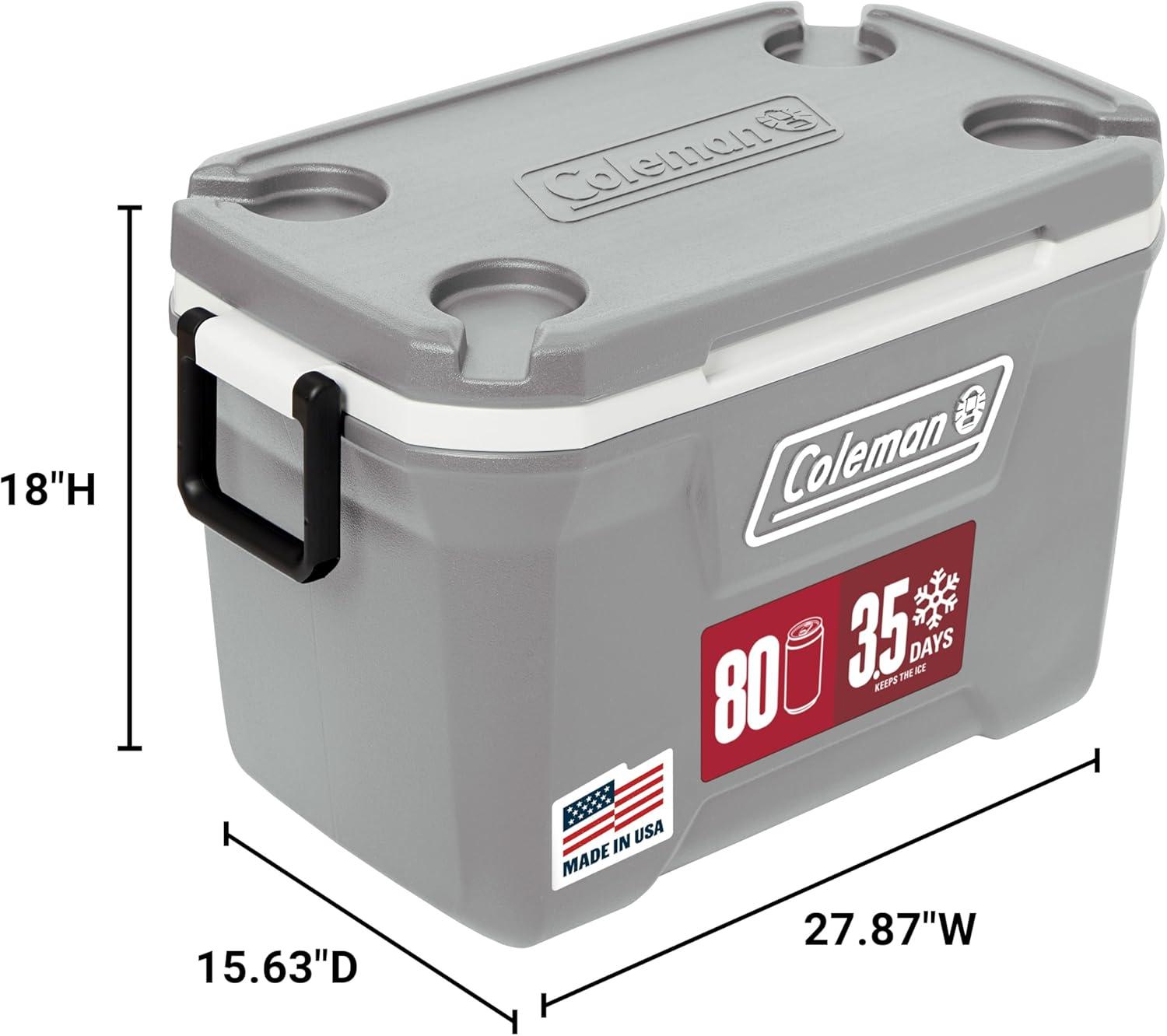 imageColeman Classic Series Insulated Portable Cooler LeakResistant Outdoor Hard Cooler Keeps Ice up to 5 Days 5270120150 QuartRock Grey