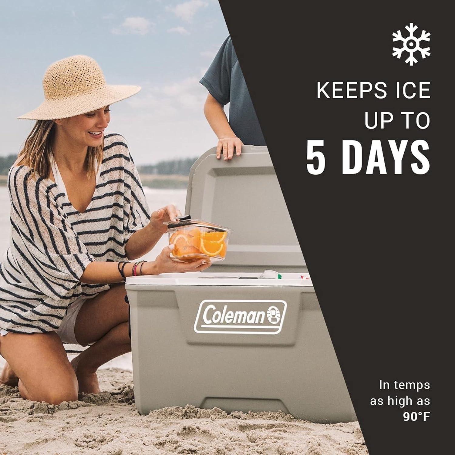imageColeman Classic Series Insulated Portable Cooler LeakResistant Outdoor Hard Cooler Keeps Ice up to 5 Days 5270120150 QuartRock Grey