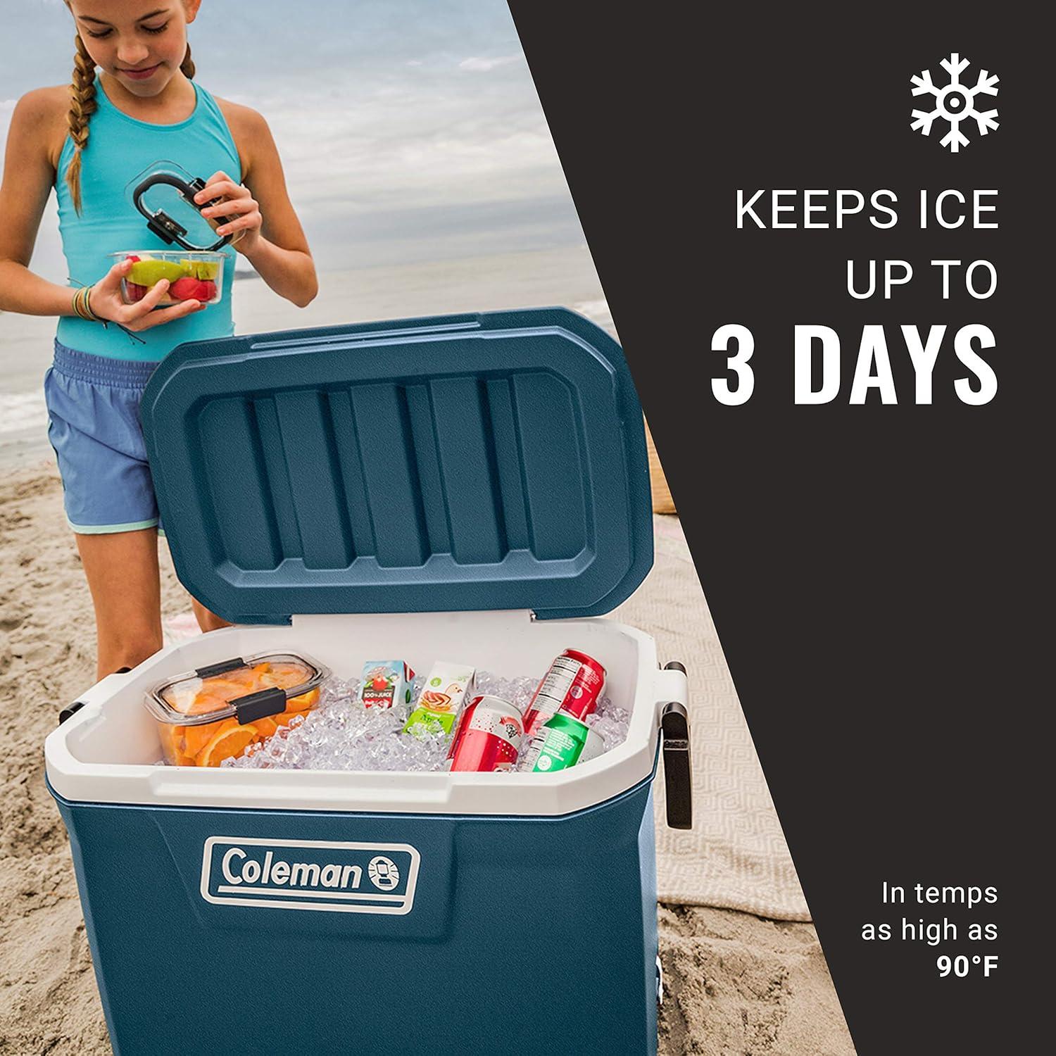 imageColeman Classic Series Insulated Portable Cooler LeakResistant Outdoor Hard Cooler Keeps Ice up to 5 Days 5270120150 QuartSpace Blue