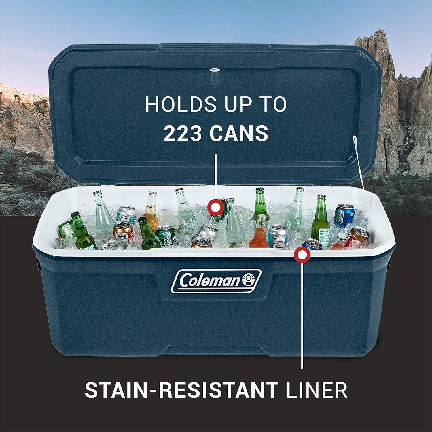 imageColeman Classic Series Insulated Portable Cooler LeakResistant Outdoor Hard Cooler Keeps Ice up to 5 Days 5270120150 QuartSpace Blue