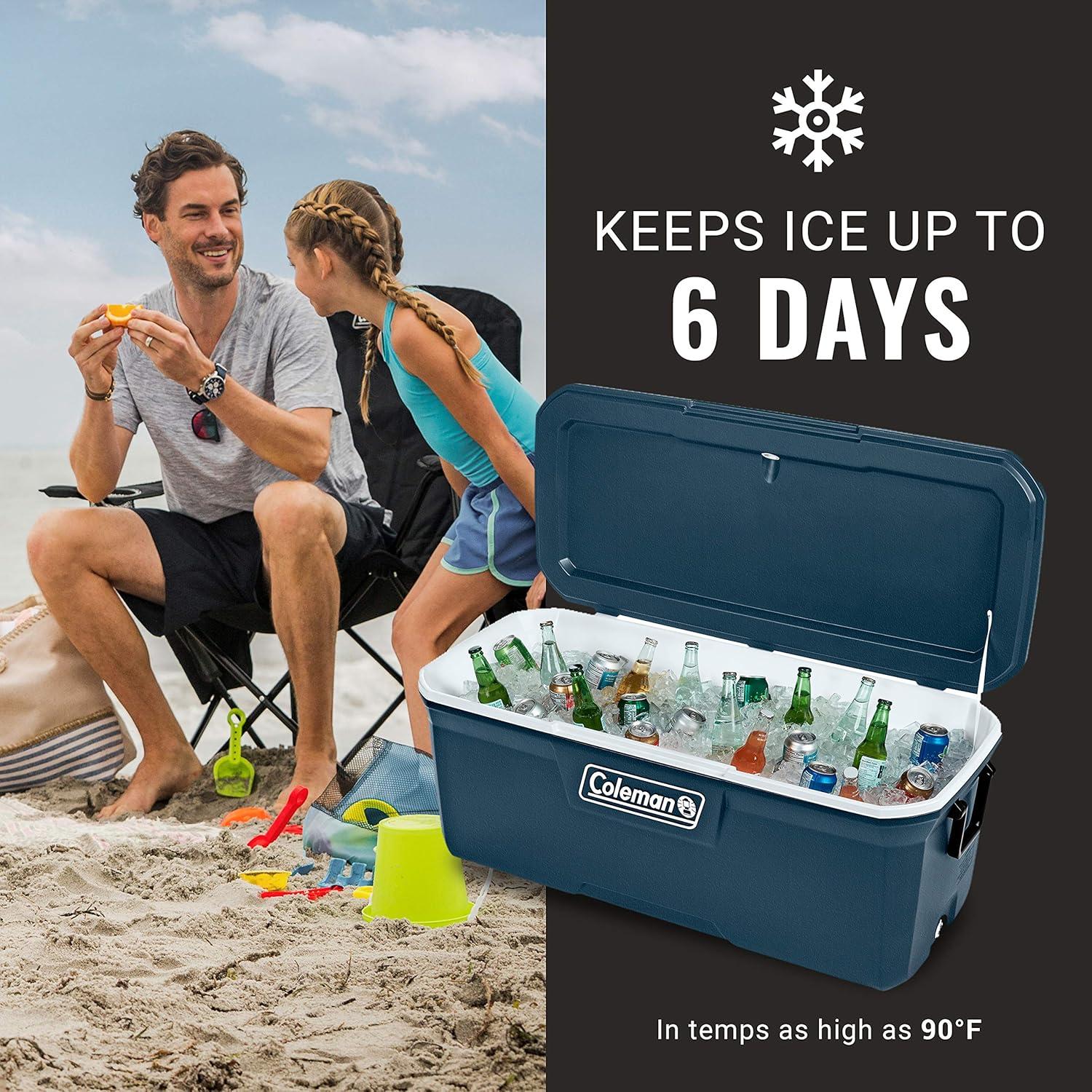 imageColeman Classic Series Insulated Portable Cooler LeakResistant Outdoor Hard Cooler Keeps Ice up to 5 Days 5270120150 QuartSpace Blue