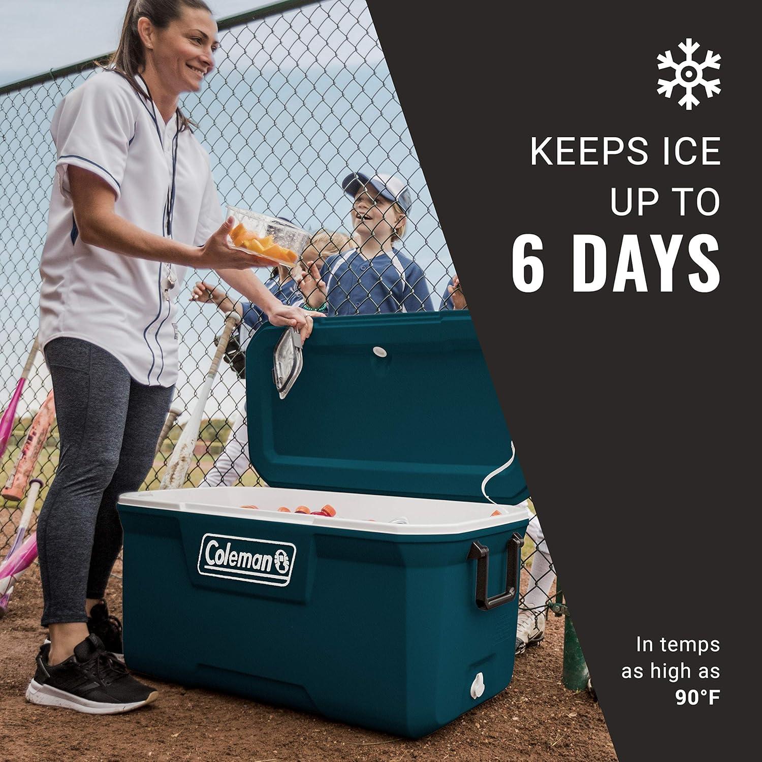 imageColeman Classic Series Insulated Portable Cooler LeakResistant Outdoor Hard Cooler Keeps Ice up to 5 Days 5270120150 QuartSpace Blue