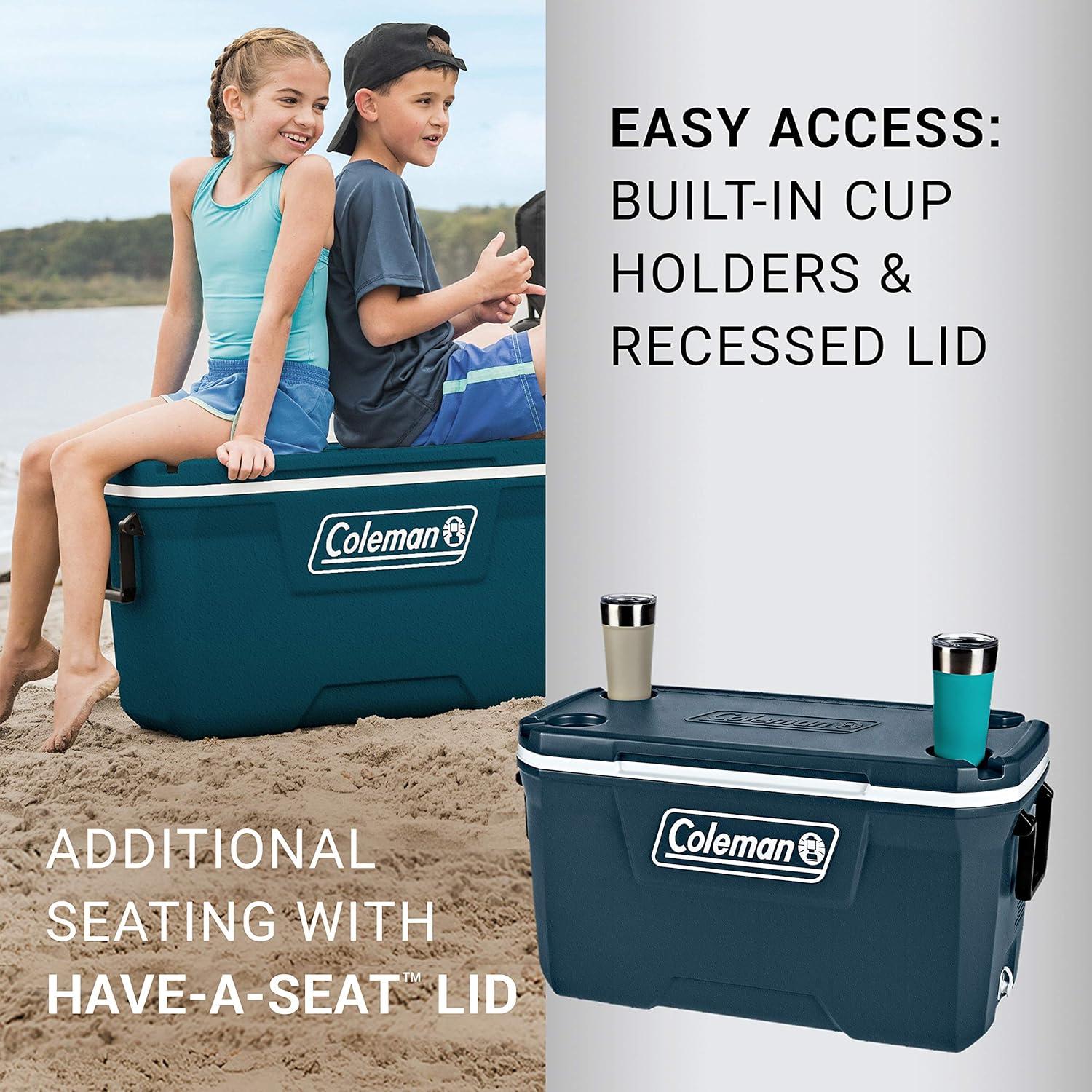 imageColeman Classic Series Insulated Portable Cooler LeakResistant Outdoor Hard Cooler Keeps Ice up to 5 Days 5270120150 QuartSpace Blue