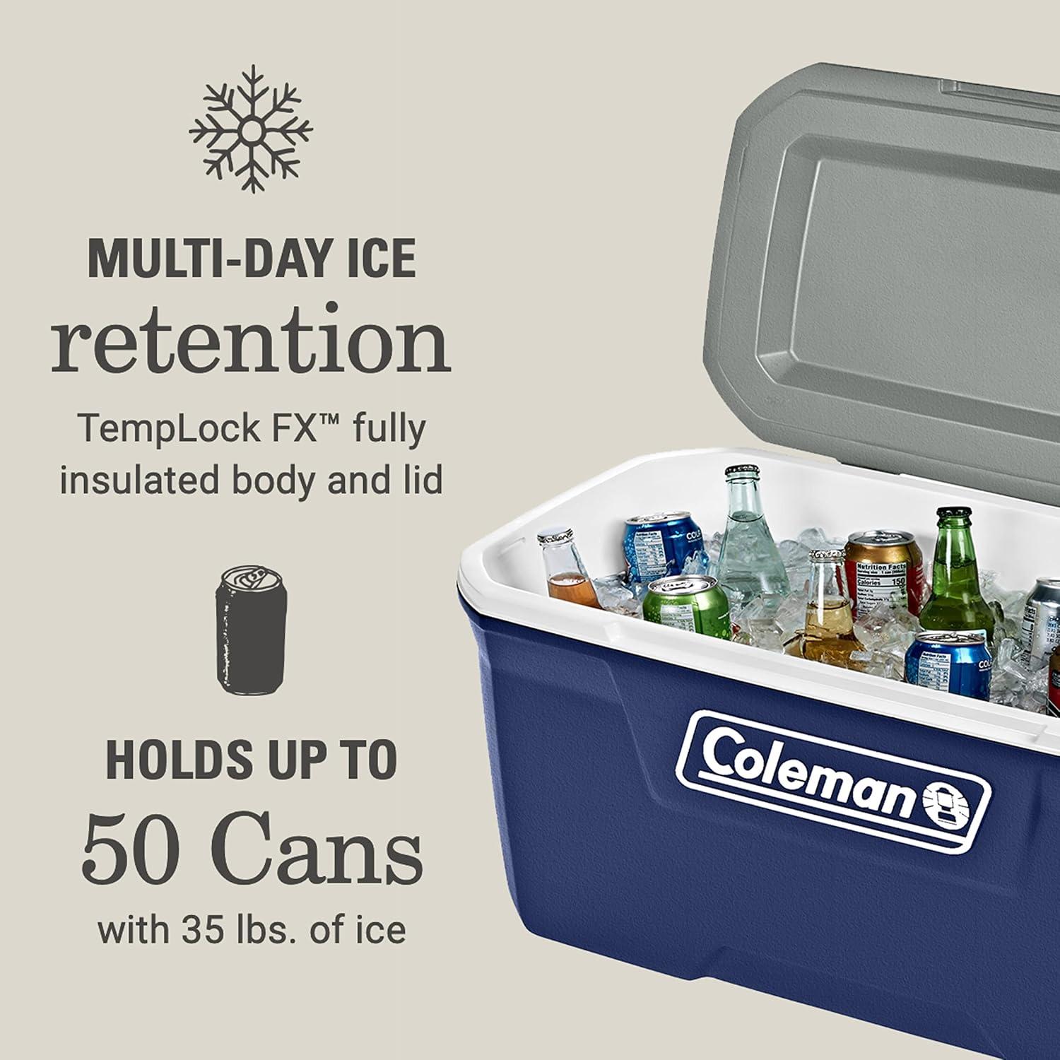 imageColeman Classic Series Insulated Portable Cooler LeakResistant Outdoor Hard Cooler Keeps Ice up to 5 Days 5270120150 QuartTwilight