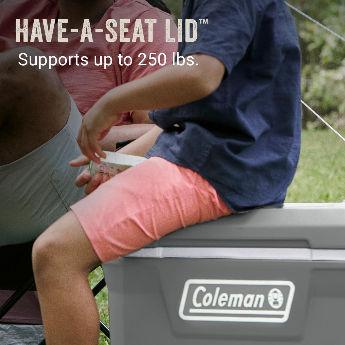 imageColeman Classic Series Insulated Portable Rolling Cooler with Wheels LeakResistant Outdoor Hard Cooler Keeps Ice up to 5 Days 100QuartRock Grey