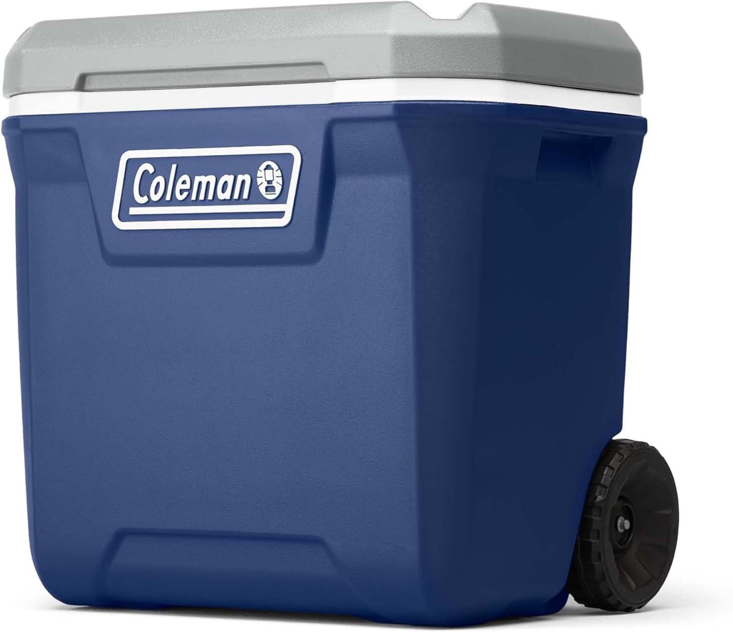 imageColeman Classic Series Insulated Portable Rolling Cooler with Wheels LeakResistant Outdoor Hard Cooler Keeps Ice up to 5 Days 100QuartTwilight