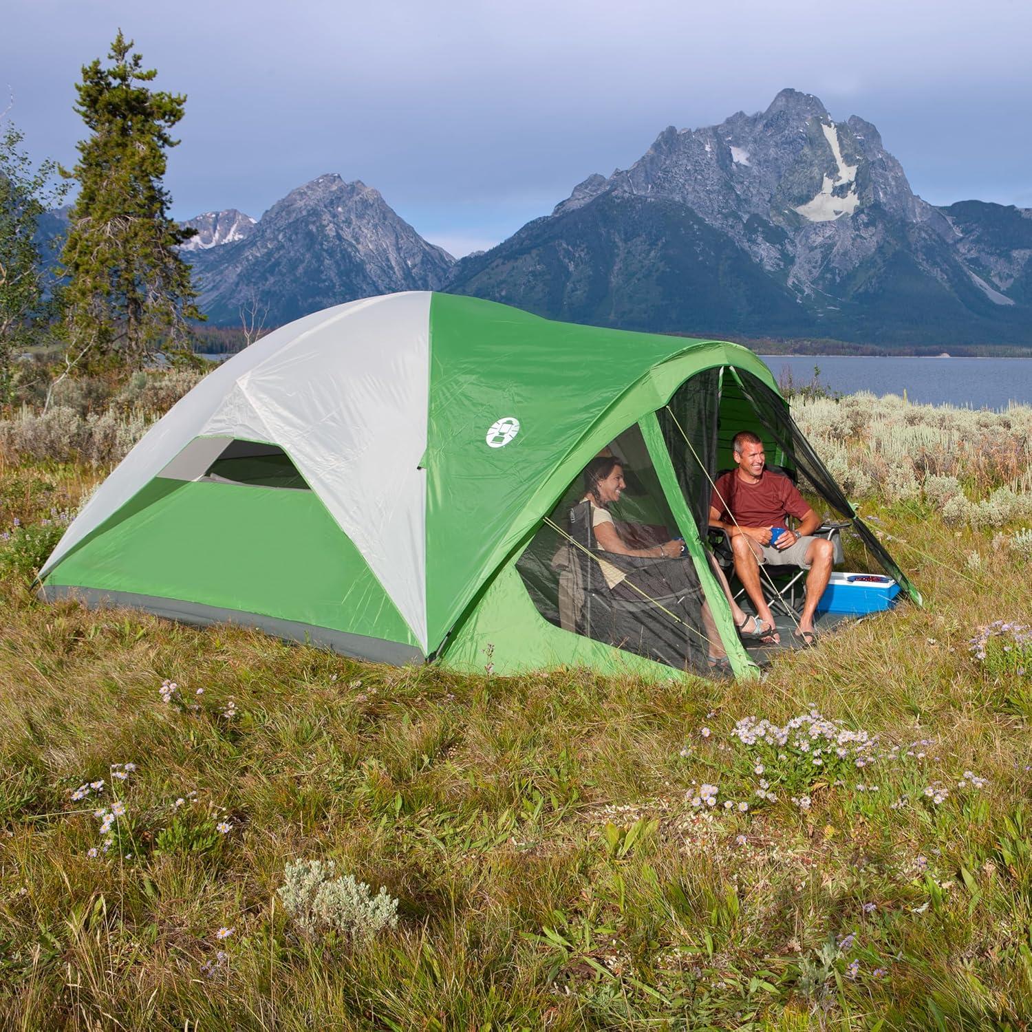 imageColeman Evanston Tent with Screen Room 68 Person Weatherproof Tent Sets Up in 15 Mins Included Rainfly ampamp Carry Bag Made of PFASFree Materials8person