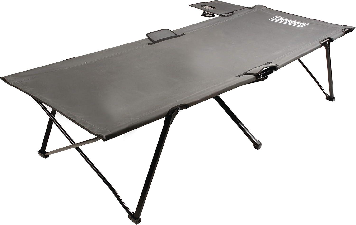 imageColeman PackAway Big n Tall Camping Cot with Removable Side Table Extra Wide Cot Fits Adults up to 6ft 6in or 300lbs Carry Bag Included