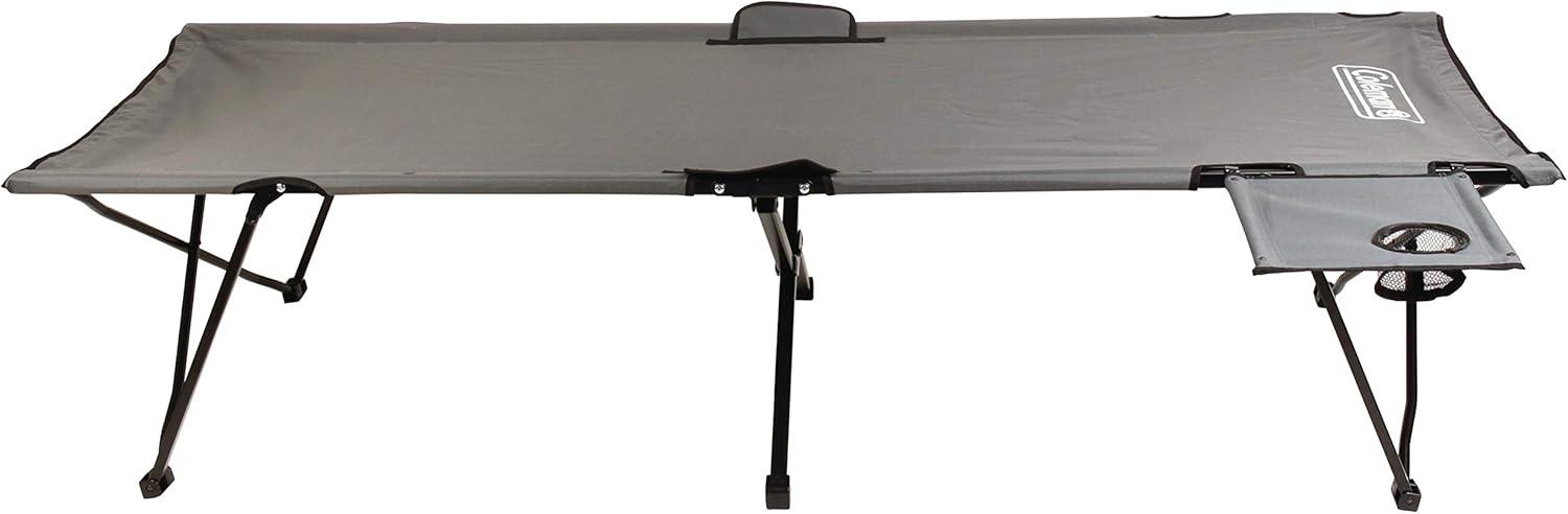 imageColeman PackAway Big n Tall Camping Cot with Removable Side Table Extra Wide Cot Fits Adults up to 6ft 6in or 300lbs Carry Bag Included