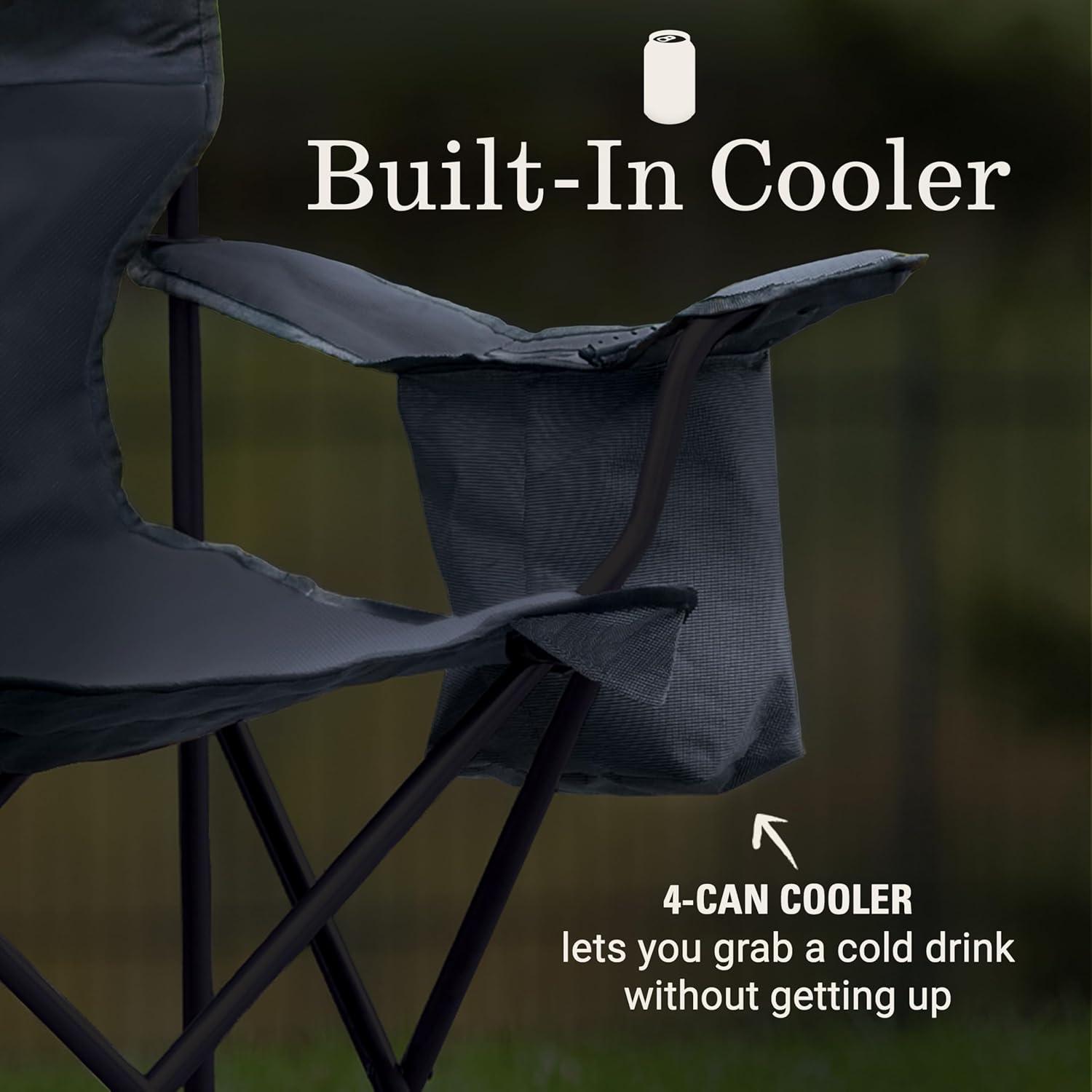 imageColeman Portable Camping Chair with 4Can Cooler Cushioned Seat ampamp Back with Side Pockets ampamp Cup Holder Carry Bag Included Great for Camping Tailgating Firepits Patio ampamp MoreBlack