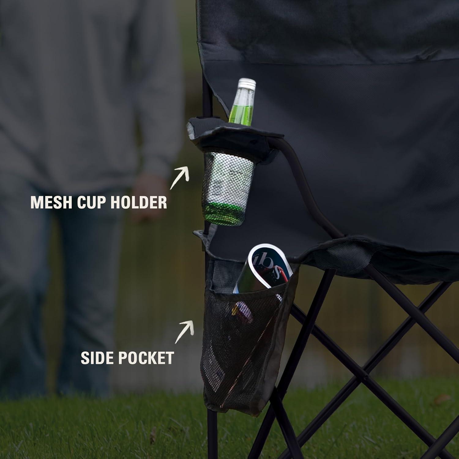 imageColeman Portable Camping Chair with 4Can Cooler Cushioned Seat ampamp Back with Side Pockets ampamp Cup Holder Carry Bag Included Great for Camping Tailgating Firepits Patio ampamp MoreBlack