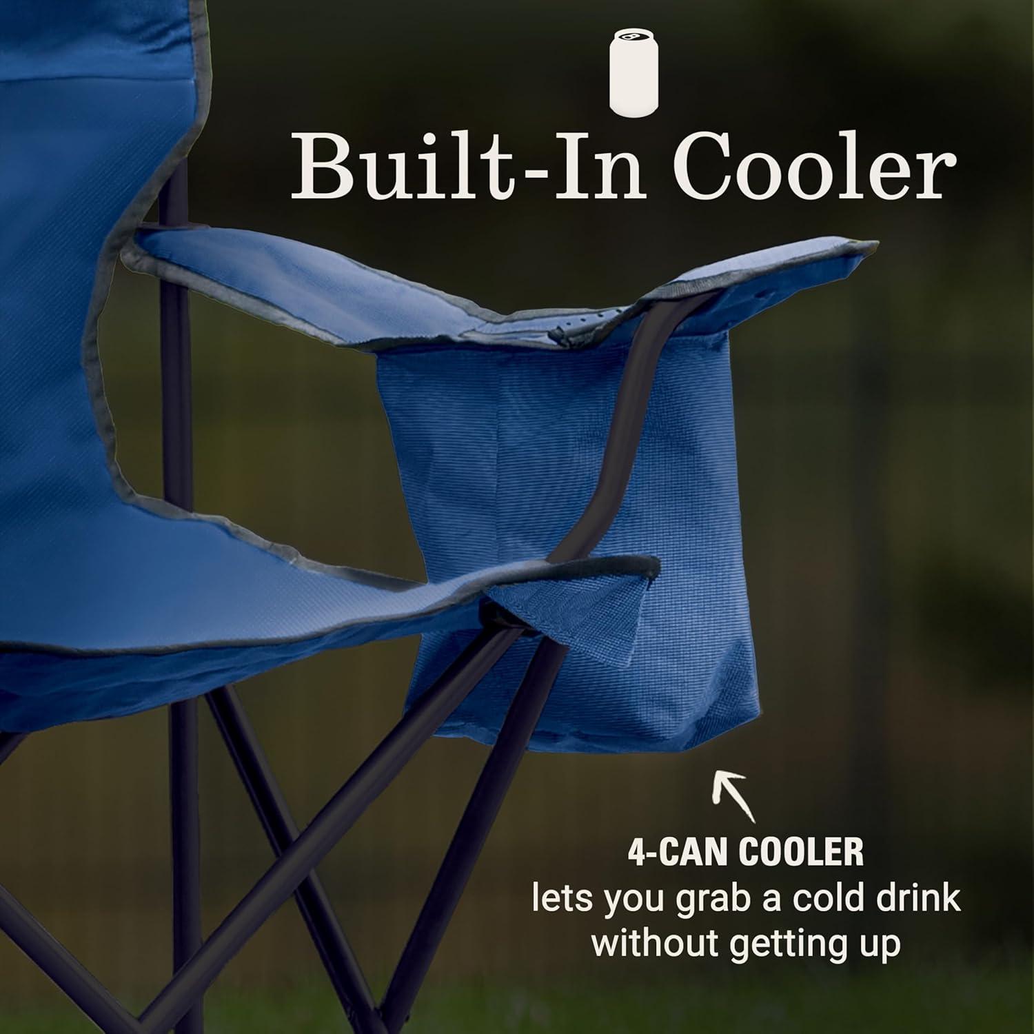 imageColeman Portable Camping Chair with 4Can Cooler Cushioned Seat ampamp Back with Side Pockets ampamp Cup Holder Carry Bag Included Great for Camping Tailgating Firepits Patio ampamp MoreBlue