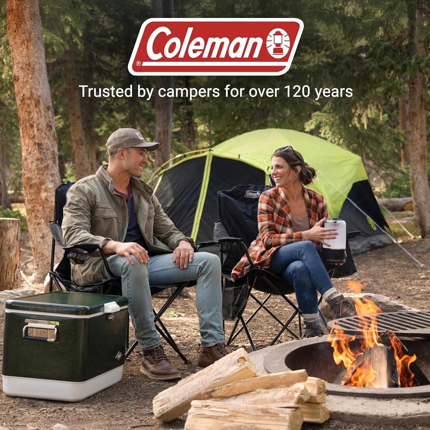 imageColeman Portable Camping Chair with 4Can Cooler Cushioned Seat ampamp Back with Side Pockets ampamp Cup Holder Carry Bag Included Great for Camping Tailgating Firepits Patio ampamp MoreBlack