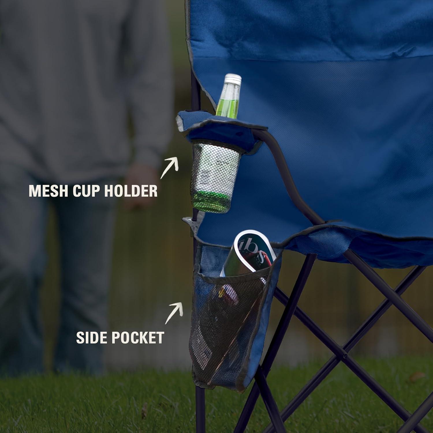 imageColeman Portable Camping Chair with 4Can Cooler Cushioned Seat ampamp Back with Side Pockets ampamp Cup Holder Carry Bag Included Great for Camping Tailgating Firepits Patio ampamp MoreBlue