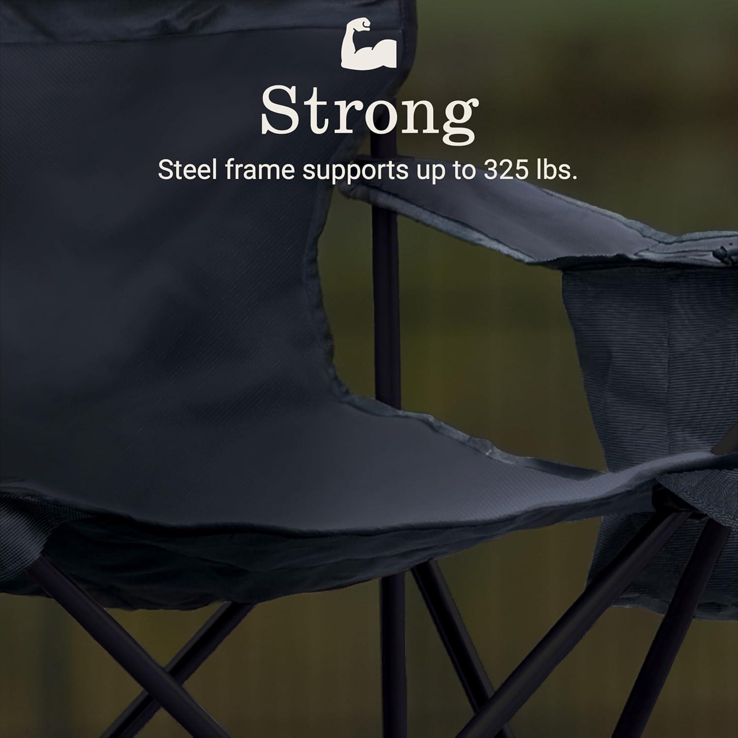 imageColeman Portable Camping Chair with 4Can Cooler Cushioned Seat ampamp Back with Side Pockets ampamp Cup Holder Carry Bag Included Great for Camping Tailgating Firepits Patio ampamp MoreBlack