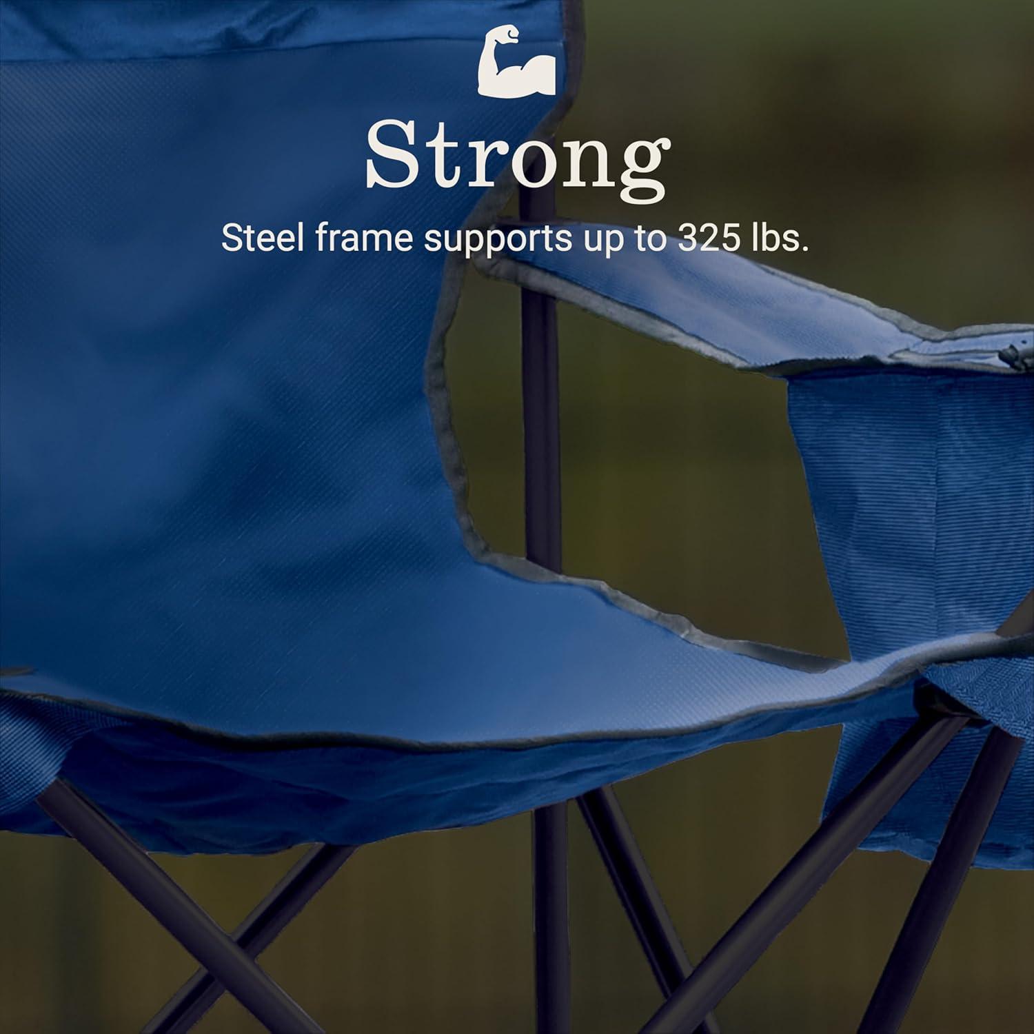 imageColeman Portable Camping Chair with 4Can Cooler Cushioned Seat ampamp Back with Side Pockets ampamp Cup Holder Carry Bag Included Great for Camping Tailgating Firepits Patio ampamp MoreBlue