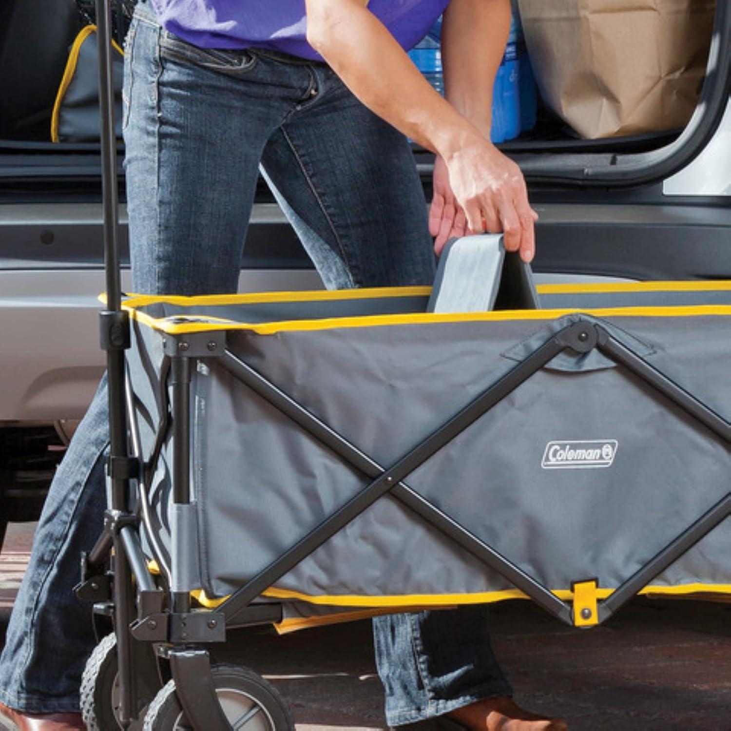 imageColeman Portable Folding Utility Wagon with 5 Cubic Feet of Space ampamp Reinforced Bottom Great for Camping Groceries Home Projects or Going to the Park ampamp Beach Supports up to 150lbsCamp Wagon