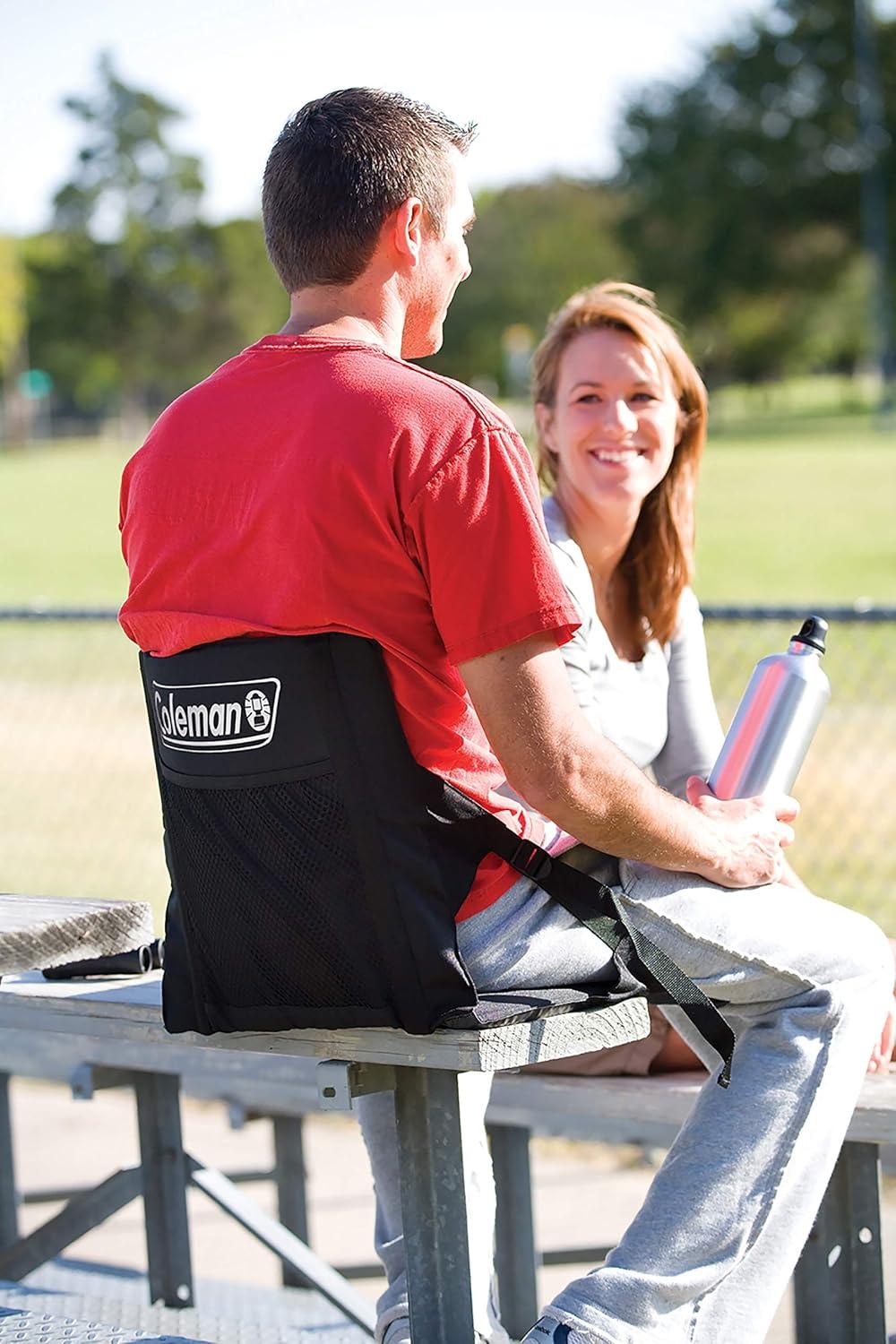 imageColeman Portable Stadium Seat Bleacher Cushion with Backrest Lightweight Padded Seat CushionBlack