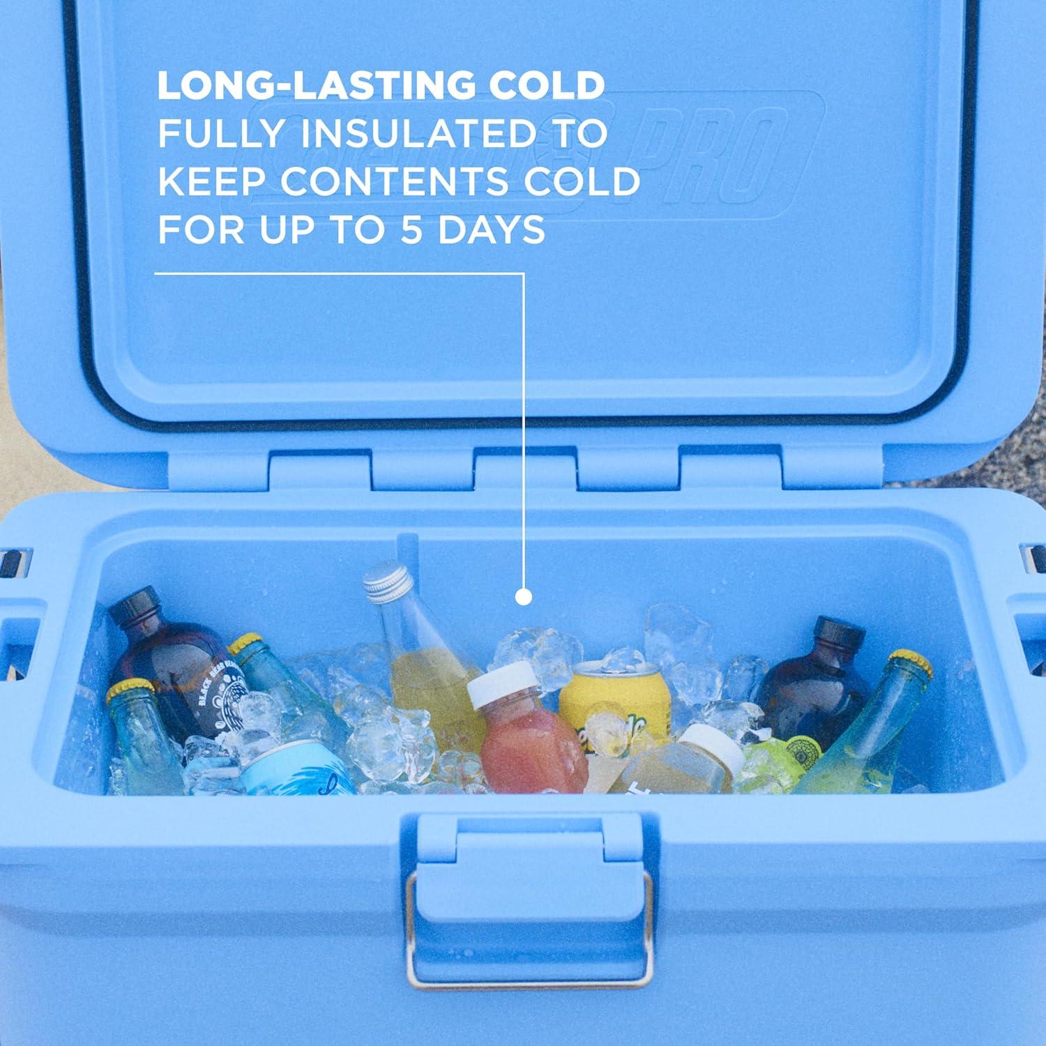 imageColeman Pro HeavyDuty 25qt UltraLight Premium Hard Cooler ExtraThick Insulation Keeps Ice up to 3 Days 36Can CapacityBlue Sky