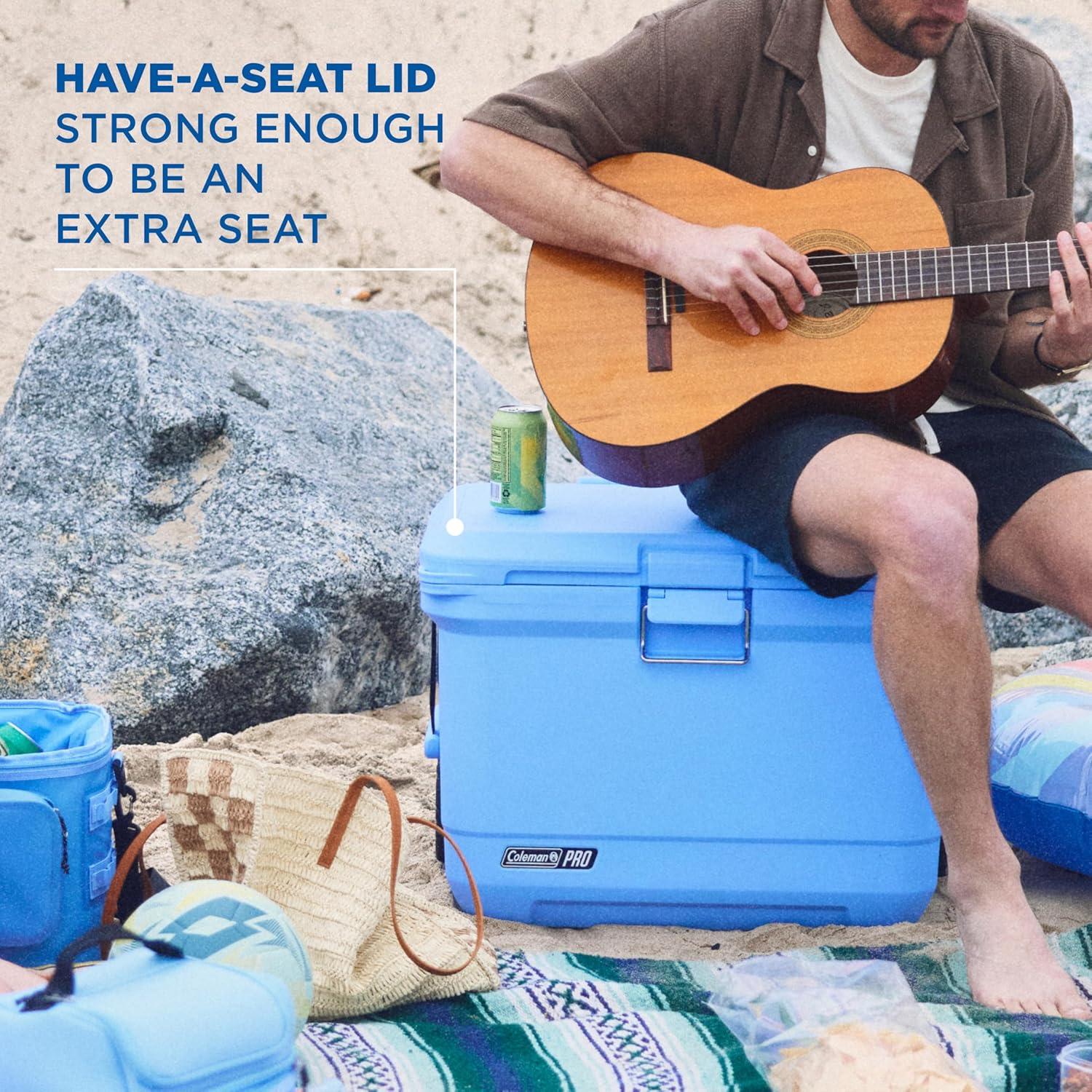 imageColeman Pro HeavyDuty 25qt UltraLight Premium Hard Cooler ExtraThick Insulation Keeps Ice up to 3 Days 36Can CapacityBlue Sky