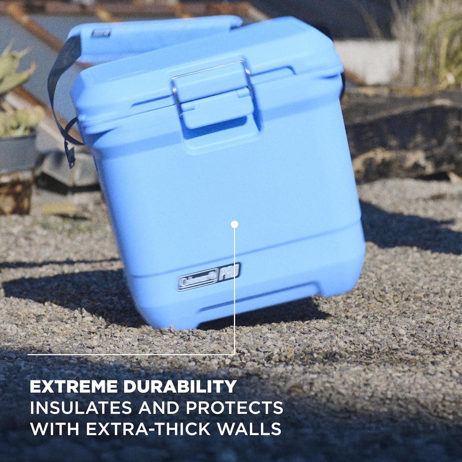 imageColeman Pro HeavyDuty 25qt UltraLight Premium Hard Cooler ExtraThick Insulation Keeps Ice up to 3 Days 36Can CapacityBlue Sky