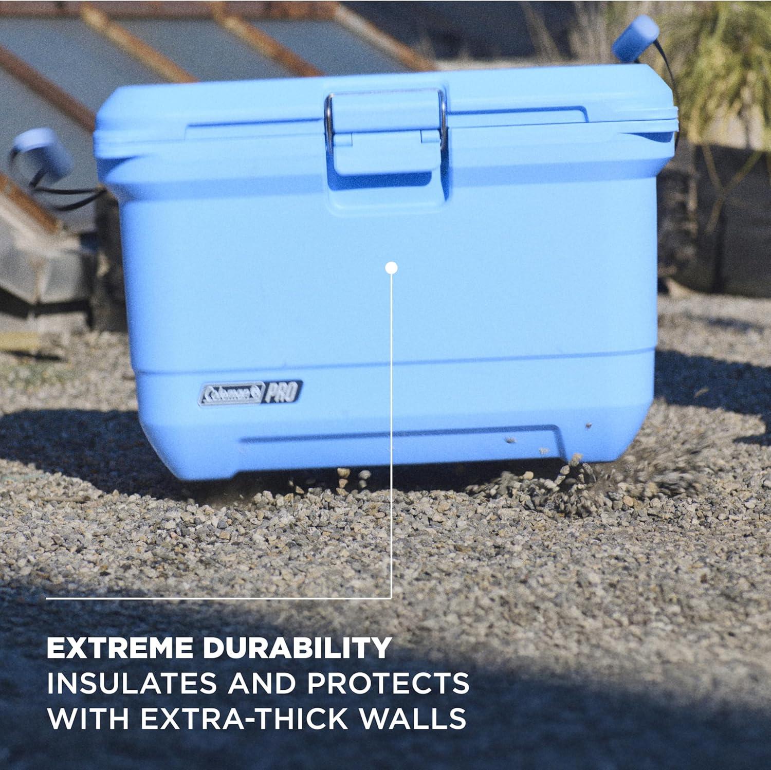 imageColeman Pro HeavyDuty 25qt UltraLight Premium Hard Cooler ExtraThick Insulation Keeps Ice up to 3 Days 36Can CapacityBlue Sky