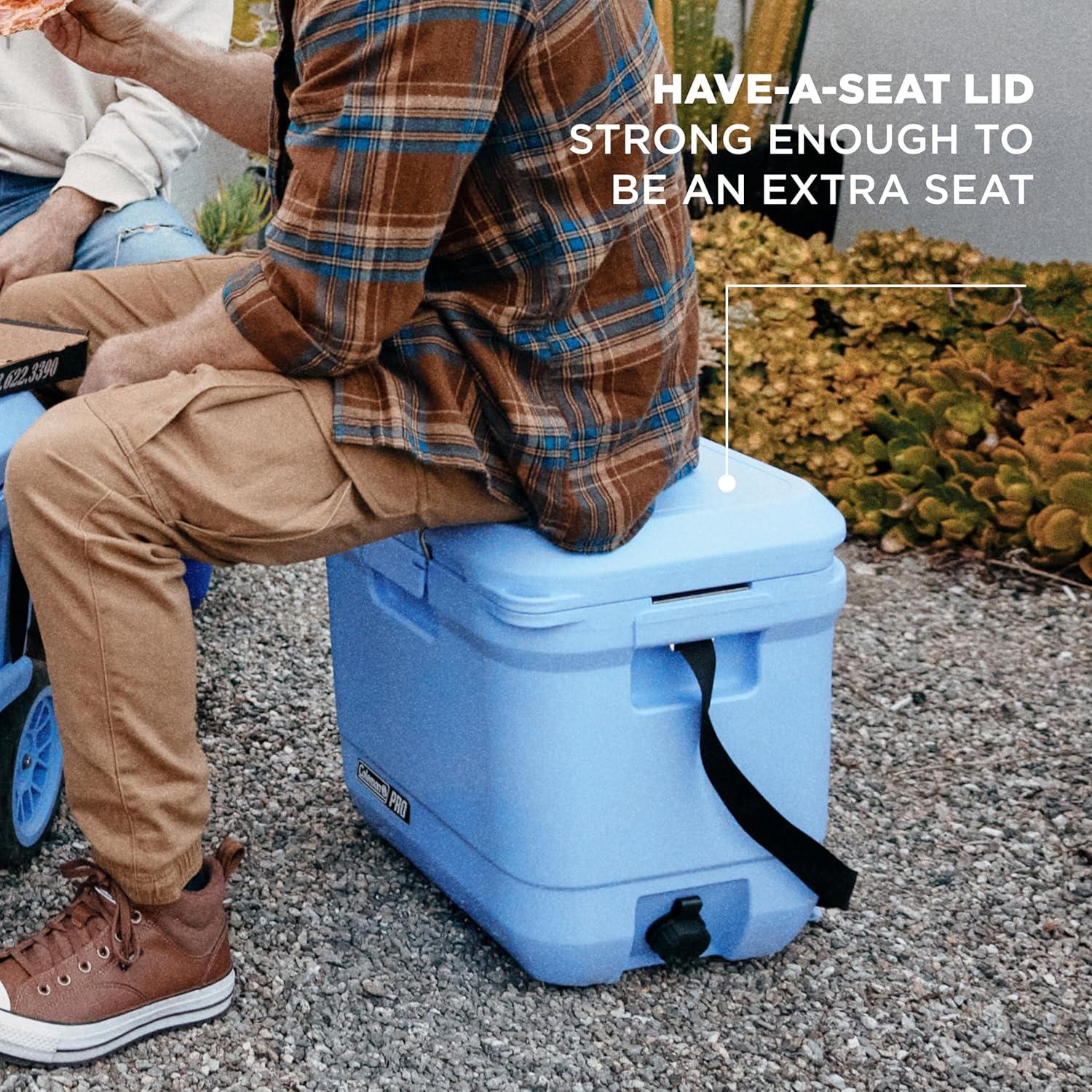 imageColeman Pro HeavyDuty 25qt UltraLight Premium Hard Cooler ExtraThick Insulation Keeps Ice up to 3 Days 36Can CapacityBlue Sky