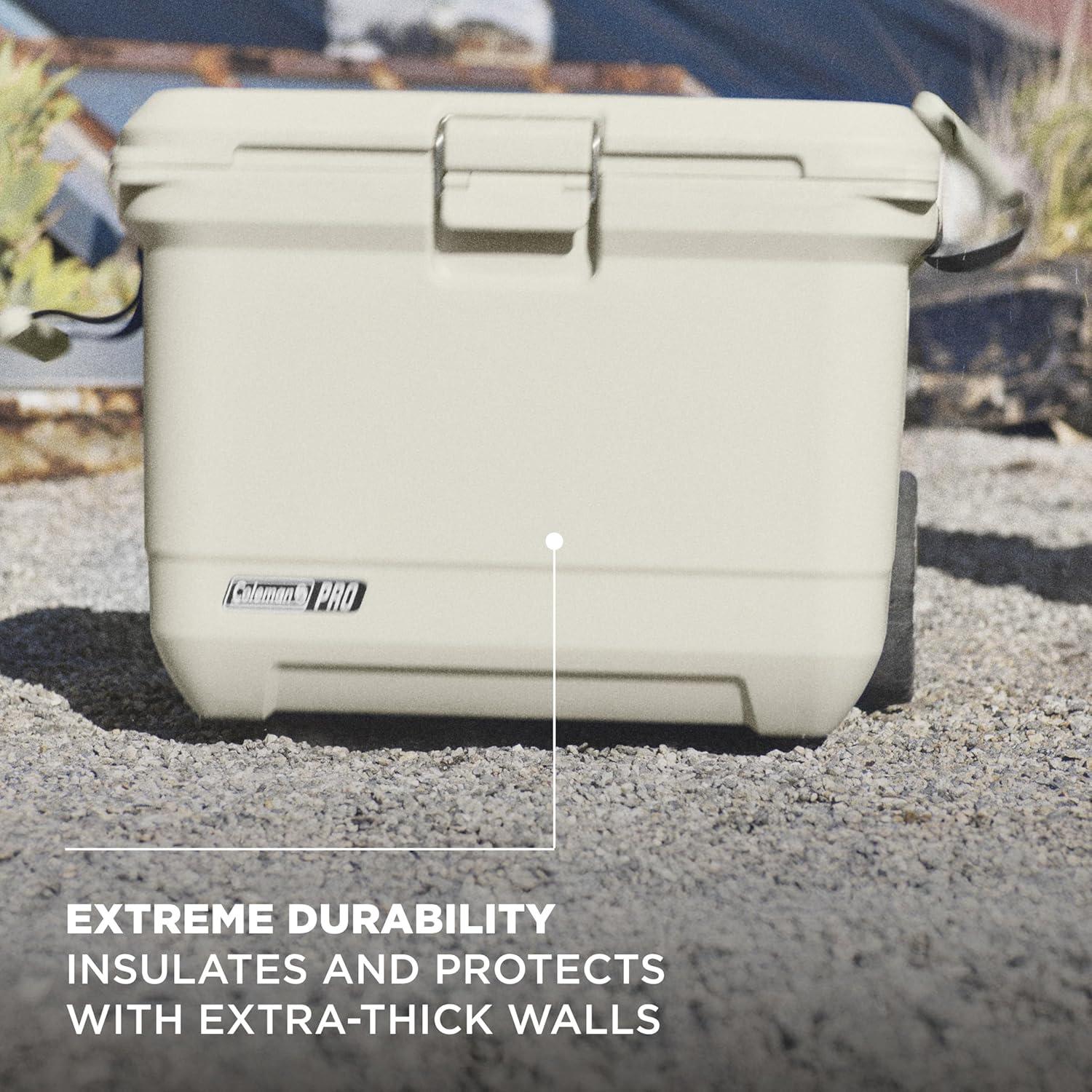 imageColeman Pro HeavyDuty 25qt UltraLight Premium Hard Cooler ExtraThick Insulation Keeps Ice up to 3 Days 36Can CapacityDesert Sand