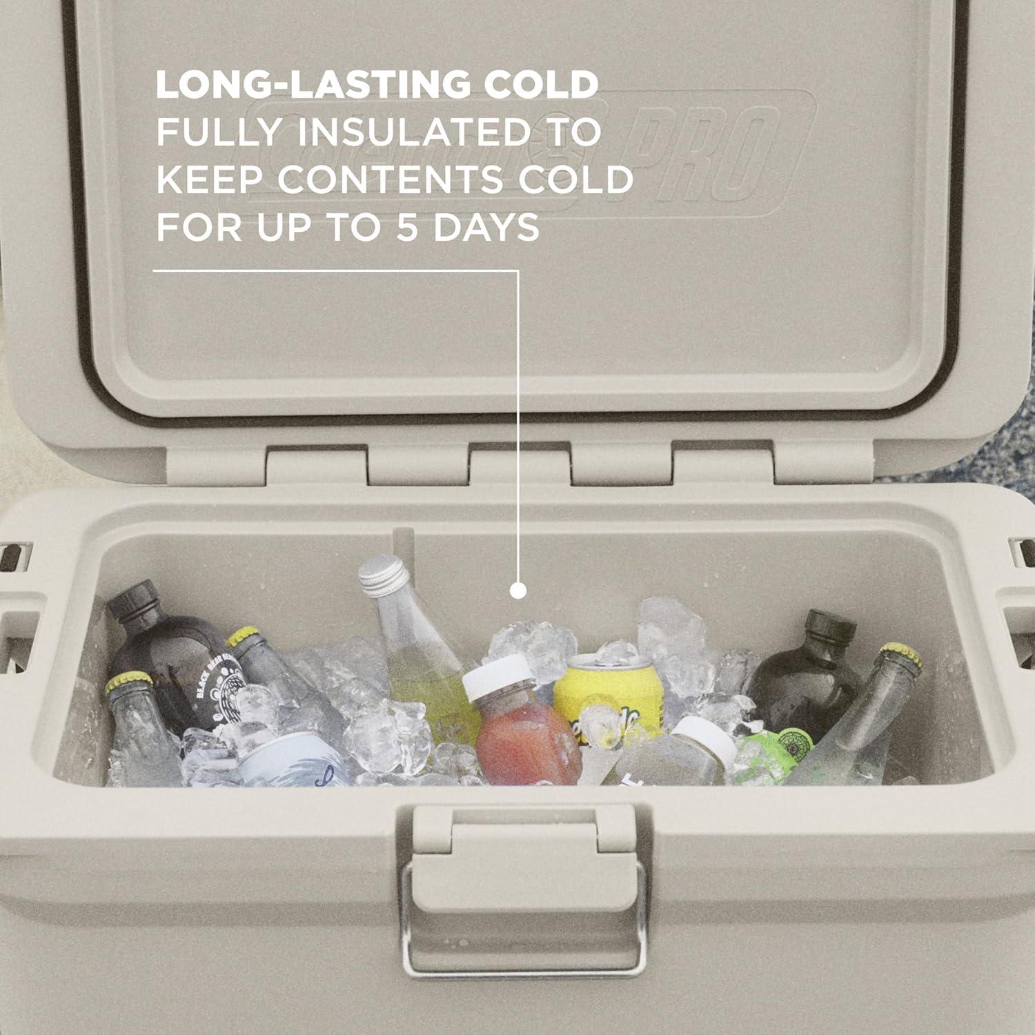 imageColeman Pro HeavyDuty 25qt UltraLight Premium Hard Cooler ExtraThick Insulation Keeps Ice up to 3 Days 36Can CapacityDesert Sand