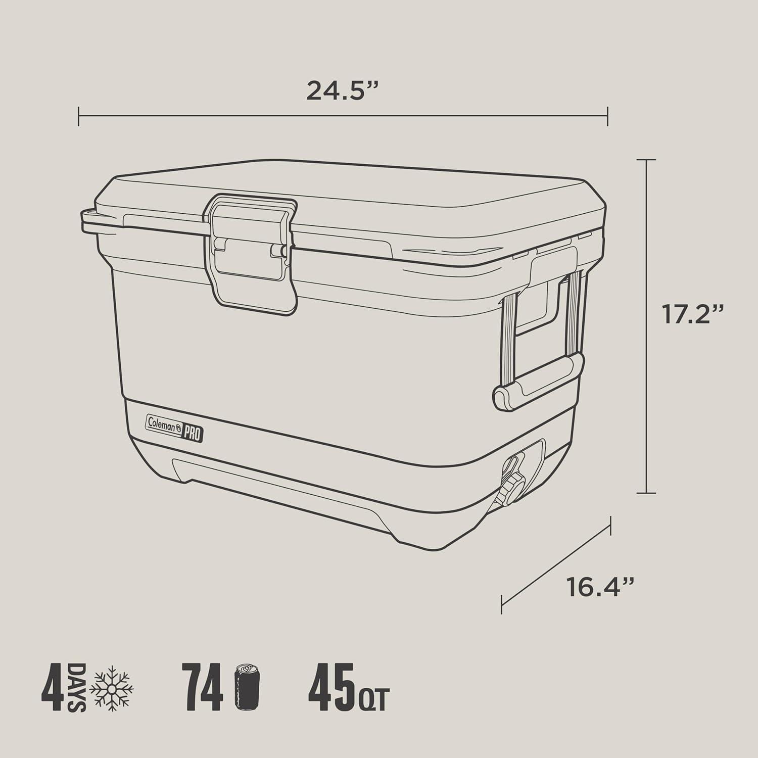 imageColeman Pro HeavyDuty 25qt UltraLight Premium Hard Cooler ExtraThick Insulation Keeps Ice up to 3 Days 36Can CapacityDesert Sand