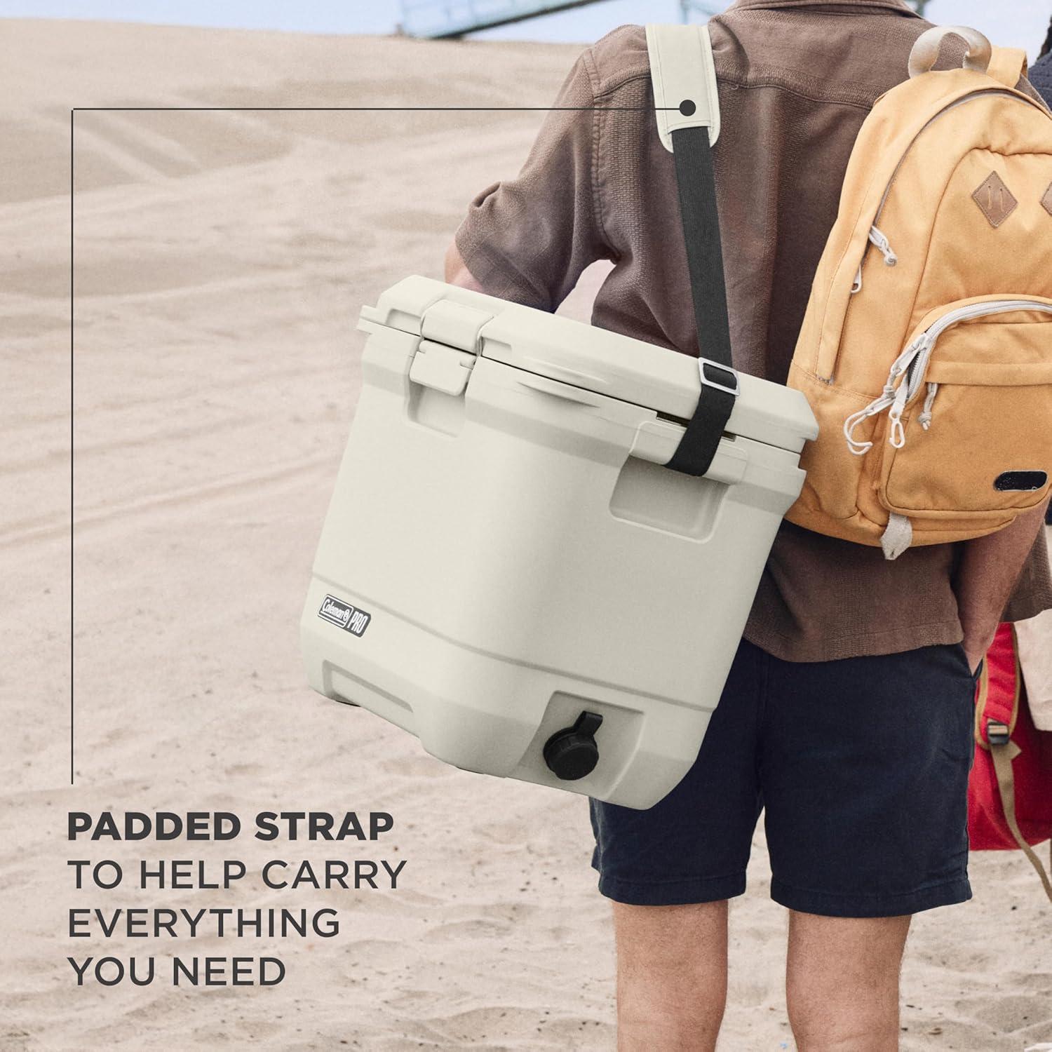 imageColeman Pro HeavyDuty 25qt UltraLight Premium Hard Cooler ExtraThick Insulation Keeps Ice up to 3 Days 36Can CapacityDesert Sand