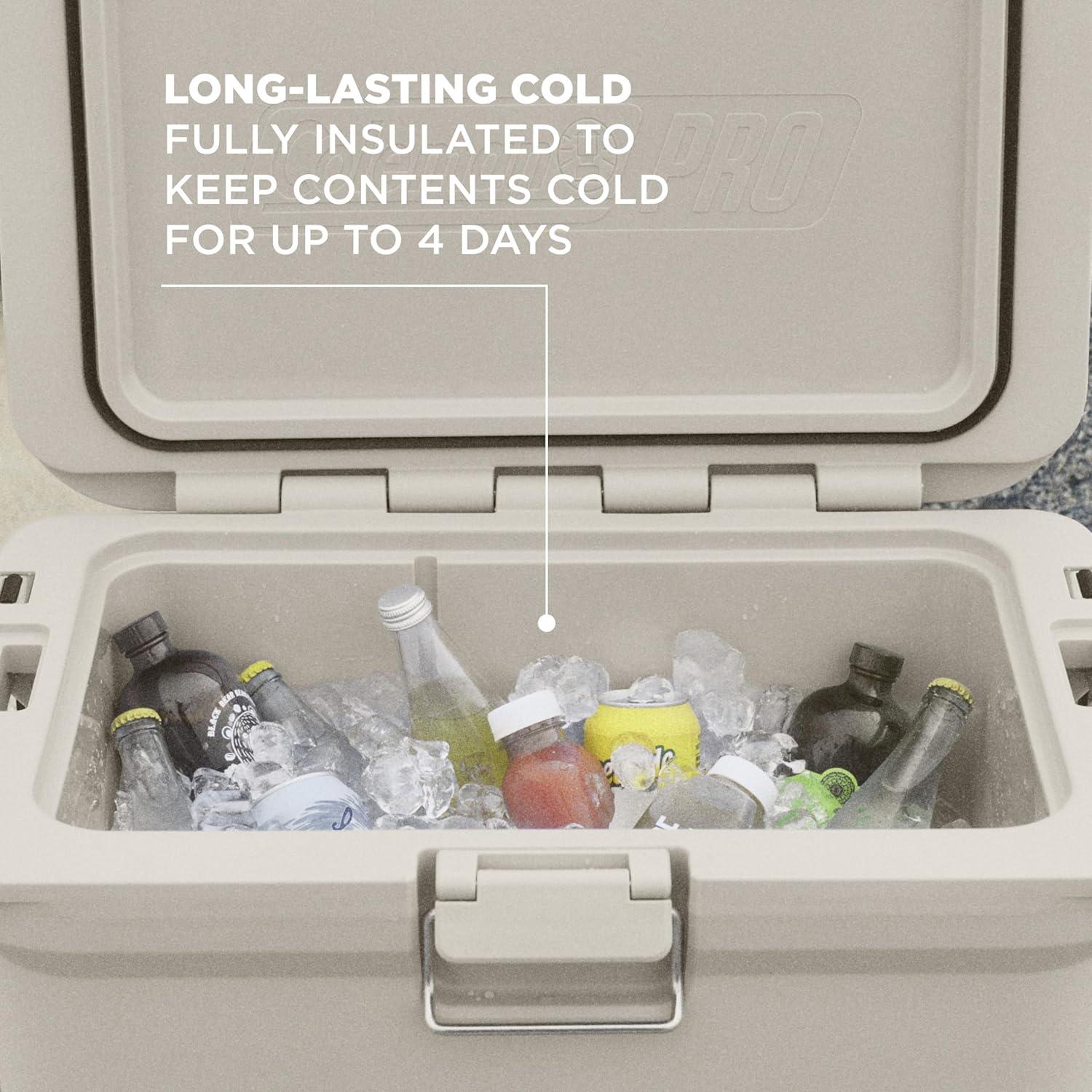 imageColeman Pro HeavyDuty 25qt UltraLight Premium Hard Cooler ExtraThick Insulation Keeps Ice up to 3 Days 36Can CapacityDesert Sand