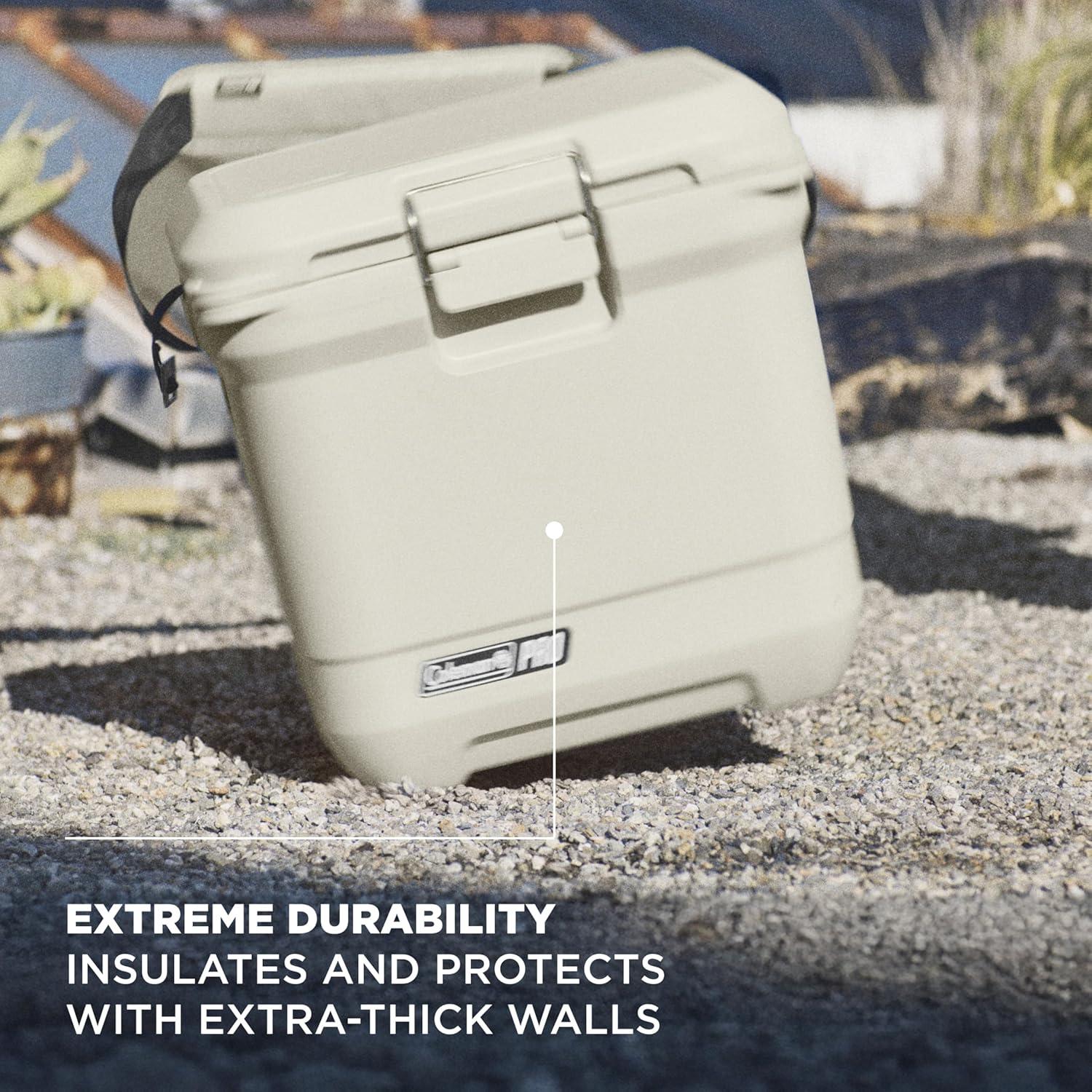 imageColeman Pro HeavyDuty 25qt UltraLight Premium Hard Cooler ExtraThick Insulation Keeps Ice up to 3 Days 36Can CapacityDesert Sand