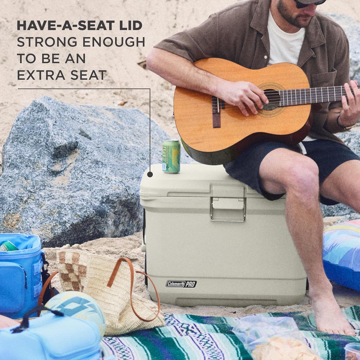imageColeman Pro HeavyDuty 25qt UltraLight Premium Hard Cooler ExtraThick Insulation Keeps Ice up to 3 Days 36Can CapacityDesert Sand