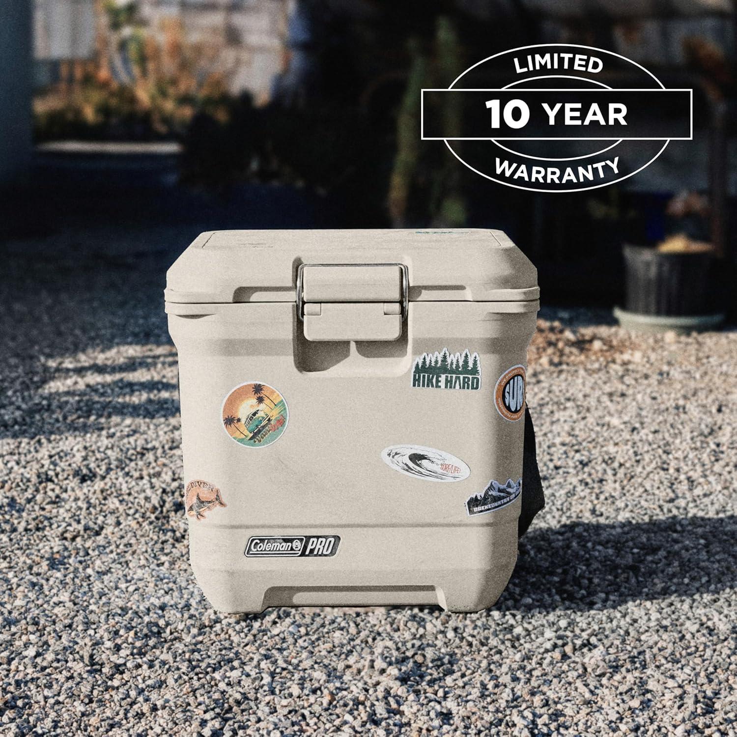 imageColeman Pro HeavyDuty 25qt UltraLight Premium Hard Cooler ExtraThick Insulation Keeps Ice up to 3 Days 36Can CapacityDesert Sand