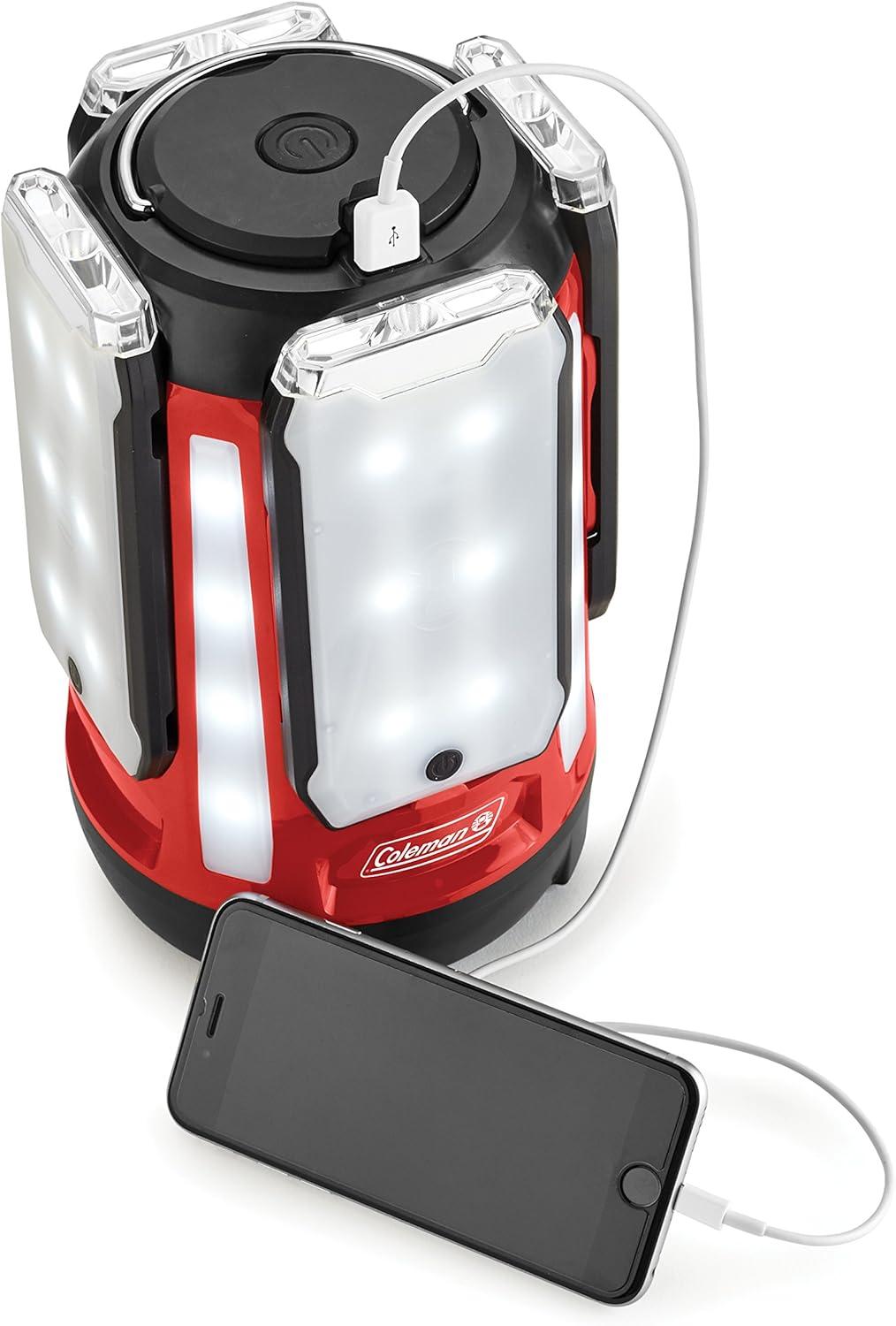 imageColeman Quad Panel 800L LED Lantern WaterResistant Lantern with 4 Removable Magnetic Light Panels ampamp USB Charging Port Great for Camping Hunting Emergencies ampamp More