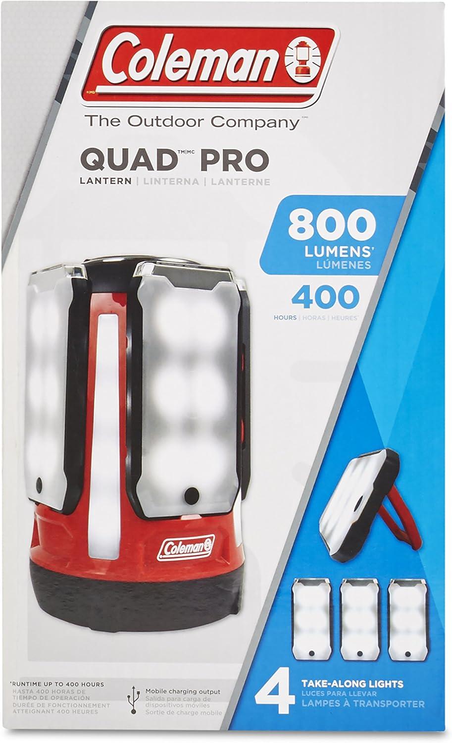 imageColeman Quad Panel 800L LED Lantern WaterResistant Lantern with 4 Removable Magnetic Light Panels ampamp USB Charging Port Great for Camping Hunting Emergencies ampamp More