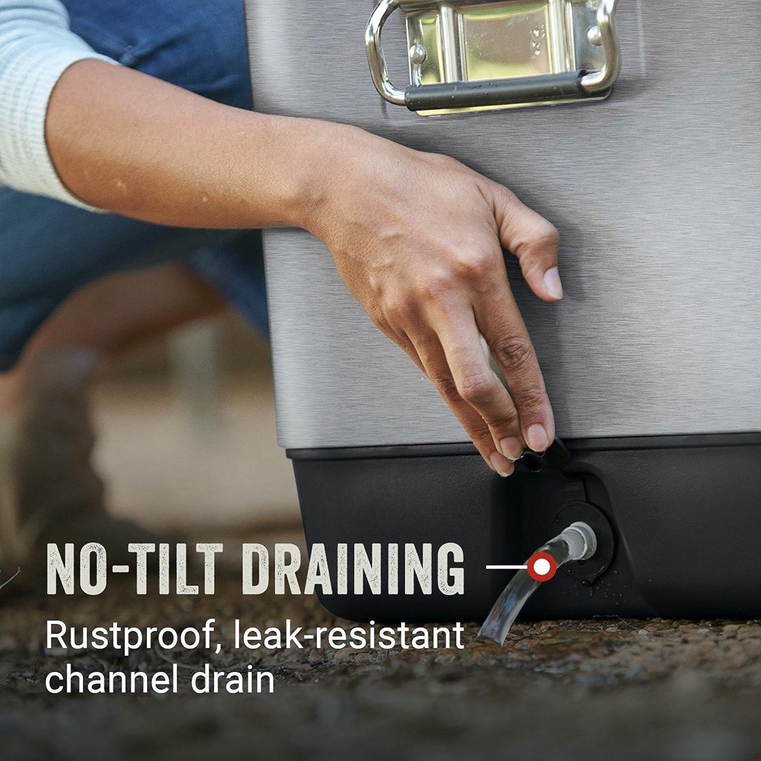 imageColeman Reunion Premium Portable Cooler 54qt Steel Belted LeakResistant HeavyDuty Latch Handles ampamp Drain Builtin Bottle Opener Perfect for Camping Tailgating Beach ampamp PicnicStainless Steel