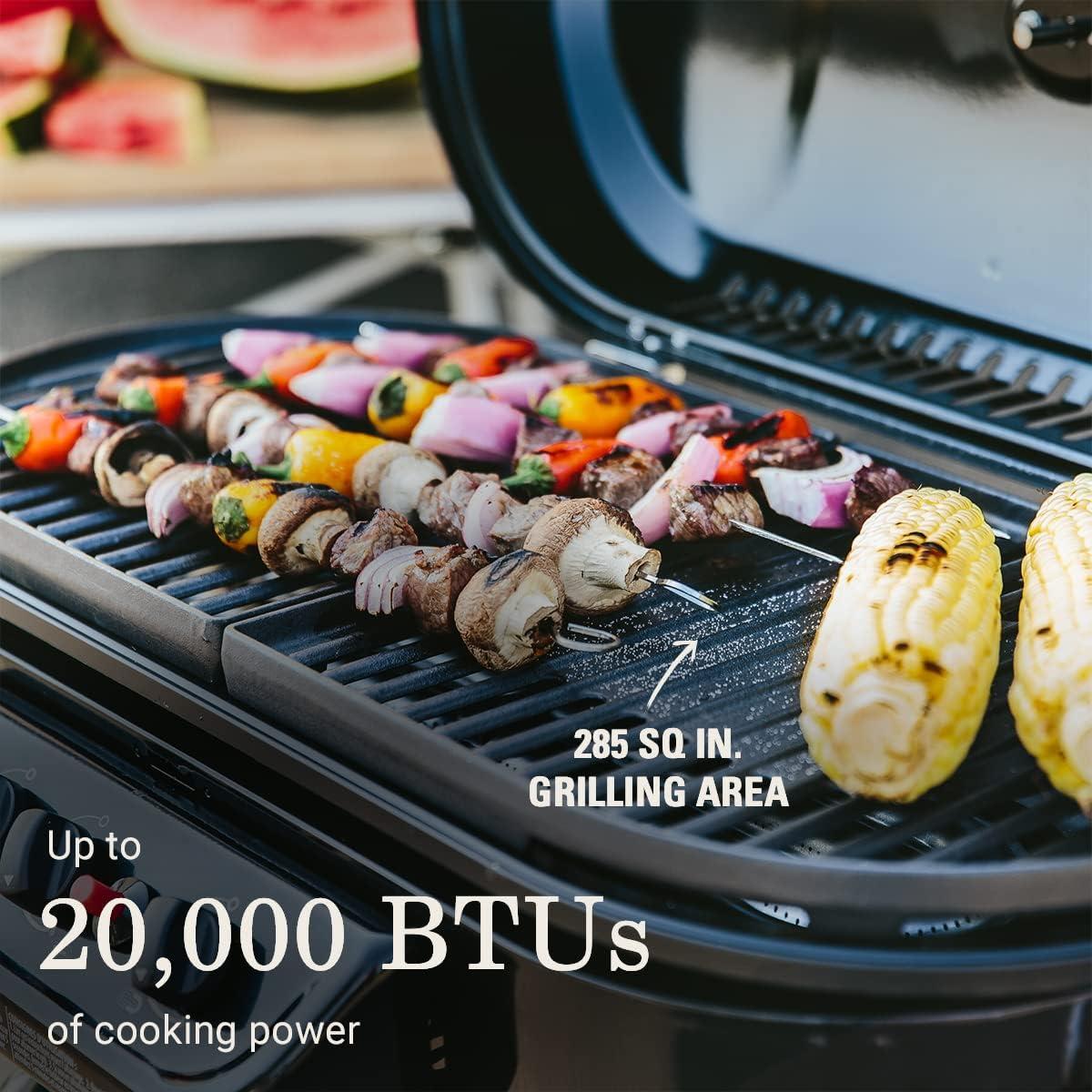 imageColeman RoadTrip 285 Portable StandUp Propane Grill with 3 Adjustable Burners ampamp Instastart Ignition 20000 BTUs of Power for Outdoor Cooking Camping Tailgating Grilling BBQs ampamp MoreGreen