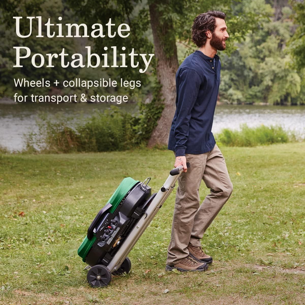imageColeman RoadTrip 285 Portable StandUp Propane Grill with 3 Adjustable Burners ampamp Instastart Ignition 20000 BTUs of Power for Outdoor Cooking Camping Tailgating Grilling BBQs ampamp MoreGreen
