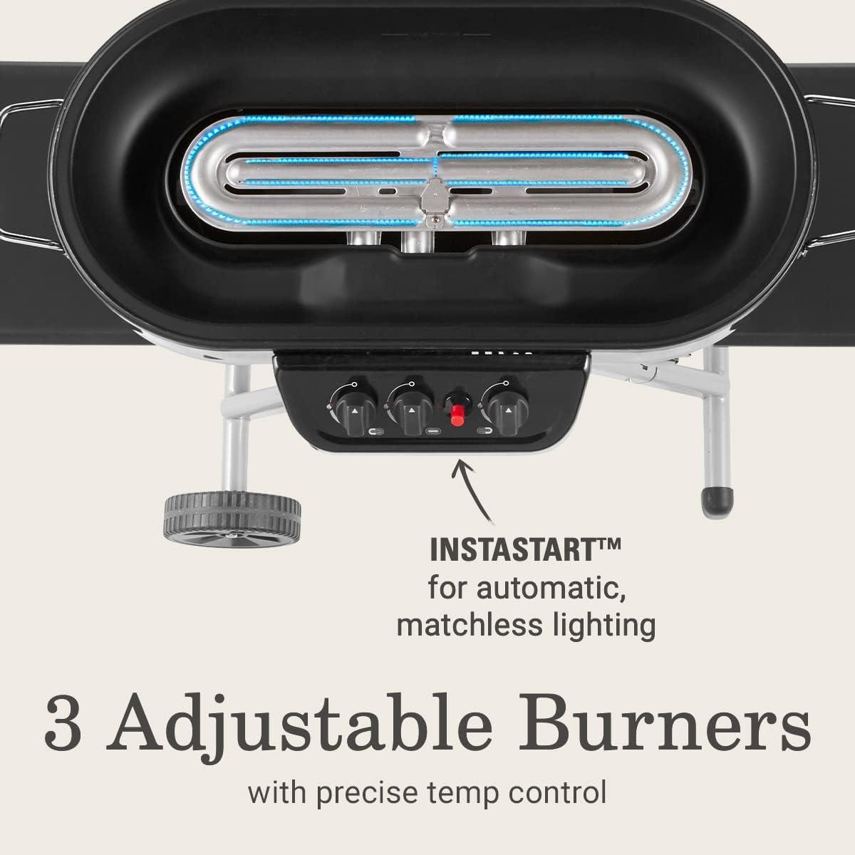 imageColeman RoadTrip 285 Portable StandUp Propane Grill with 3 Adjustable Burners ampamp Instastart Ignition 20000 BTUs of Power for Outdoor Cooking Camping Tailgating Grilling BBQs ampamp MoreGreen