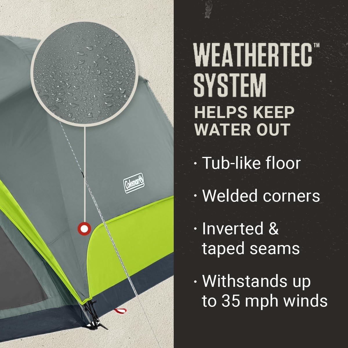 imageColeman Skydome Camping Tent with Screened Porch ampamp 5Minute Setup Weatherproof 468 Person Tent with Rainfly ampamp Carry Bag Made of PFASFree Materials8person