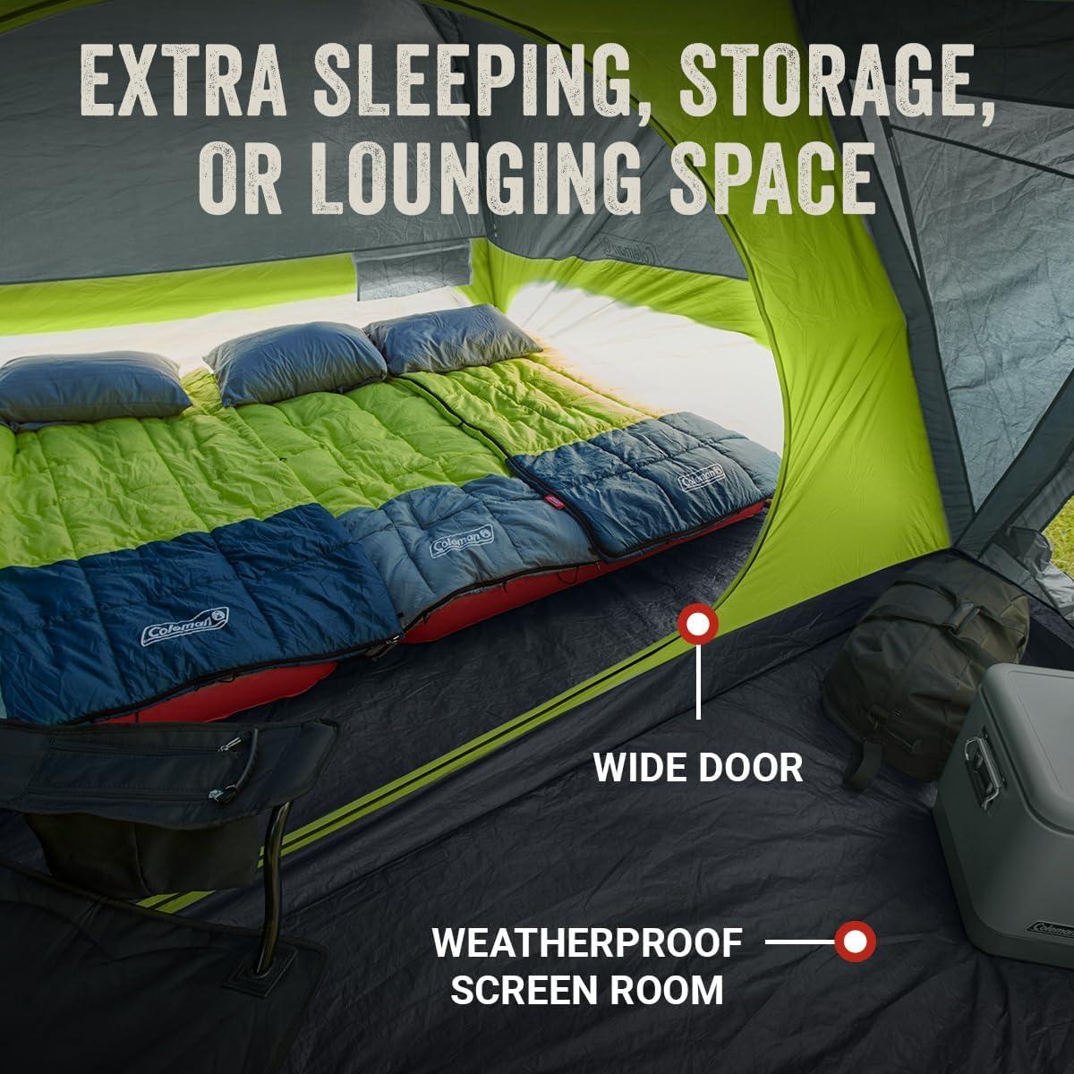 imageColeman Skydome Camping Tent with Screened Porch ampamp 5Minute Setup Weatherproof 468 Person Tent with Rainfly ampamp Carry Bag Made of PFASFree Materials8person