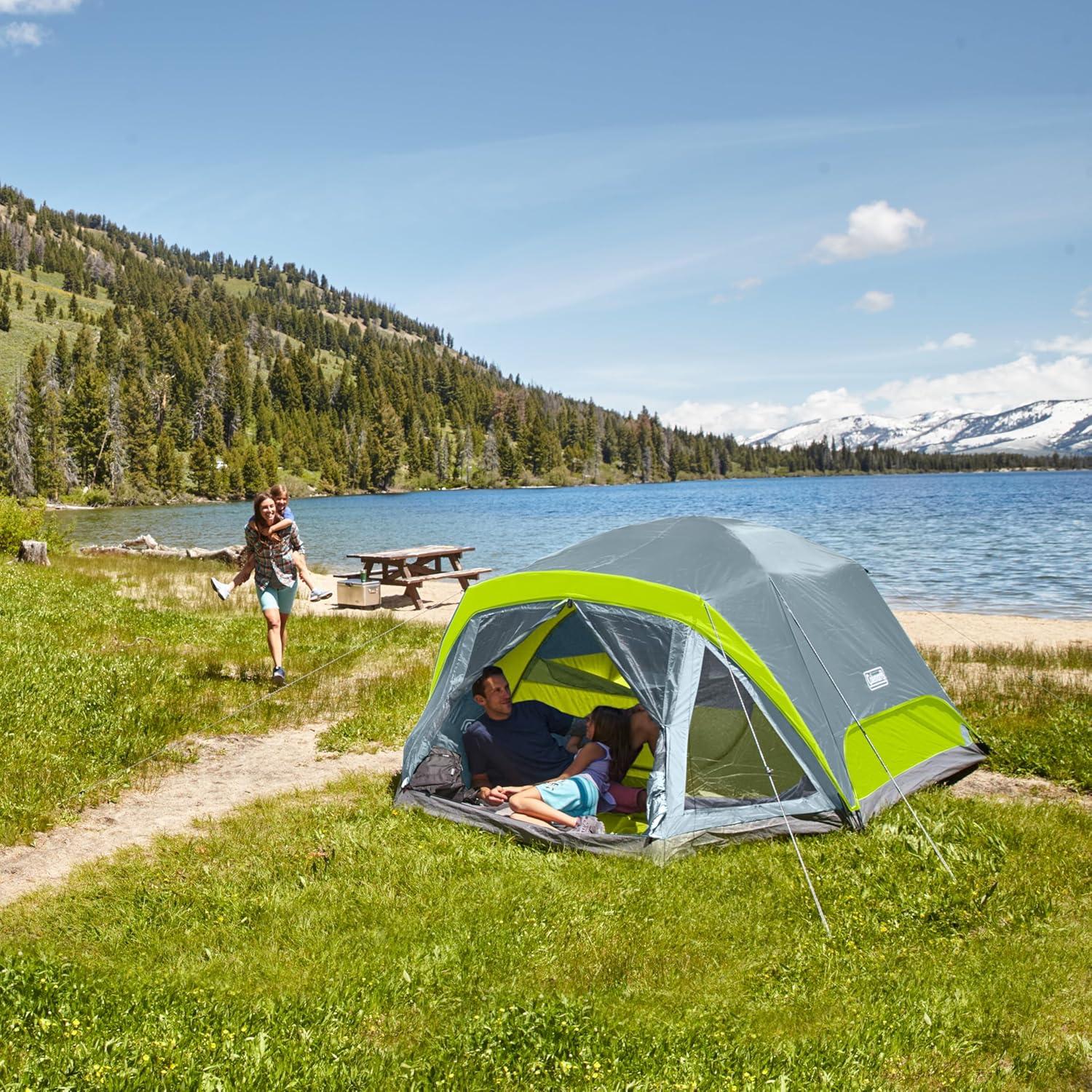 imageColeman Skydome Camping Tent with Screened Porch ampamp 5Minute Setup Weatherproof 468 Person Tent with Rainfly ampamp Carry Bag Made of PFASFree Materials4person